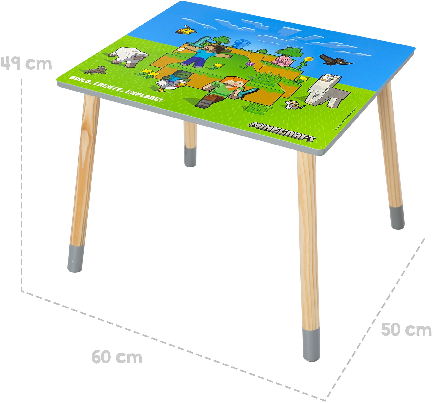 Phoenix Ensemble de sièges pour enfants »Minecraft Sitzgruppe« 3 pièces tlg. ensemble table avec 2 chaises