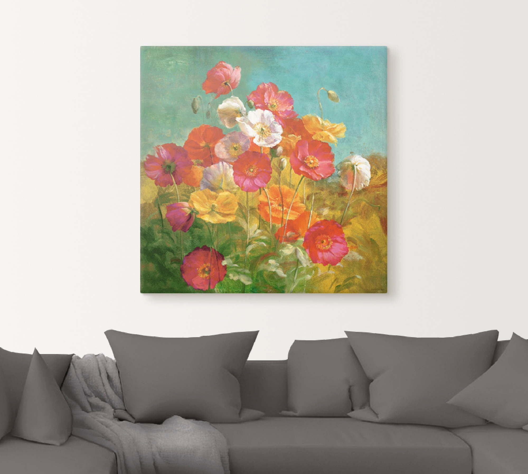 Artland Leinwandbild »Mohnblumenfeld« Blumen 1 Stk. tlg. auf Holzrahmen gespannt