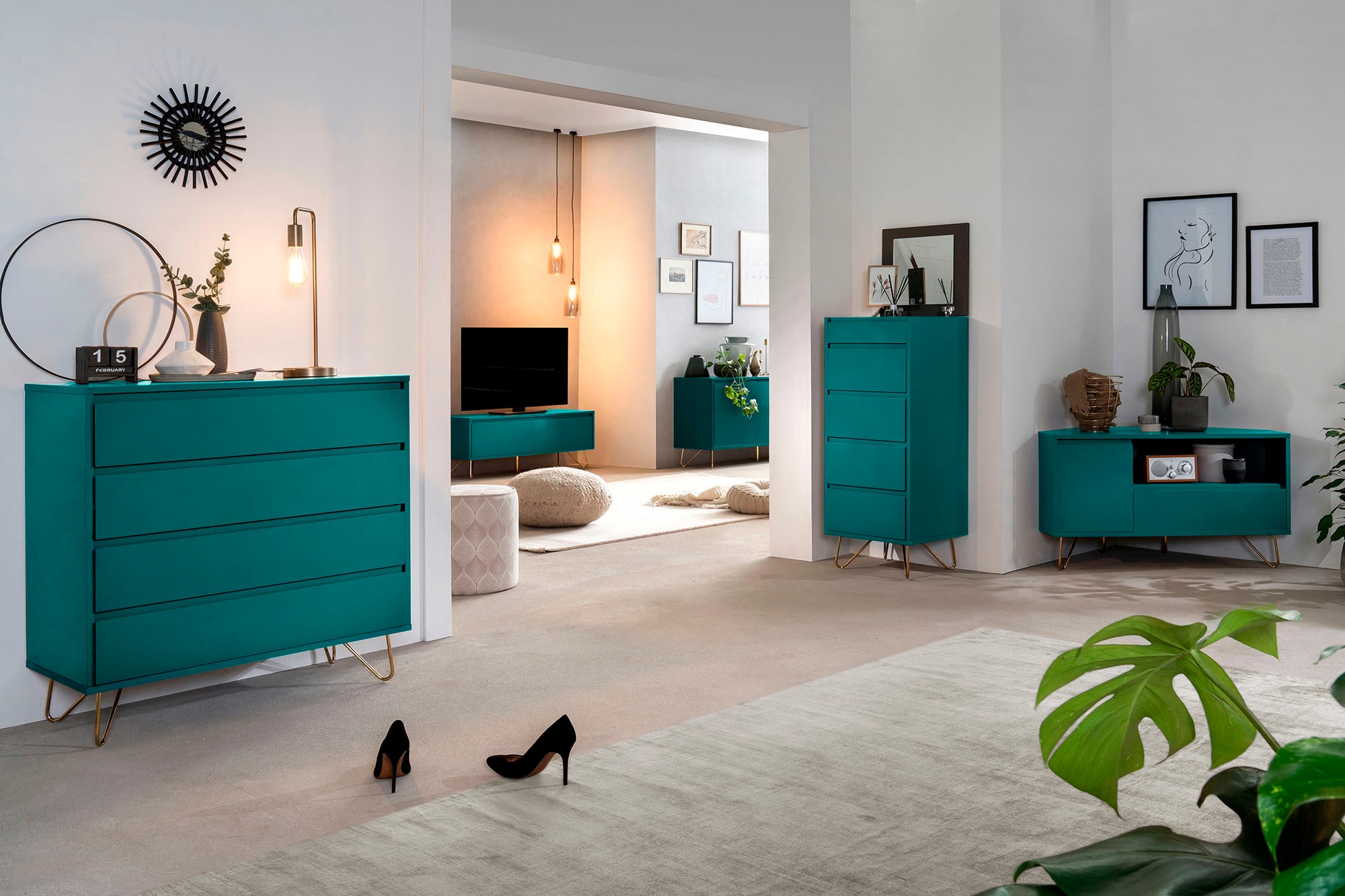 SalesFever TV-Board »Bolton Moderne TV-Eckkommode« Ecklösung, TV-Kommode matt lackiert, Push-to-open Funktion