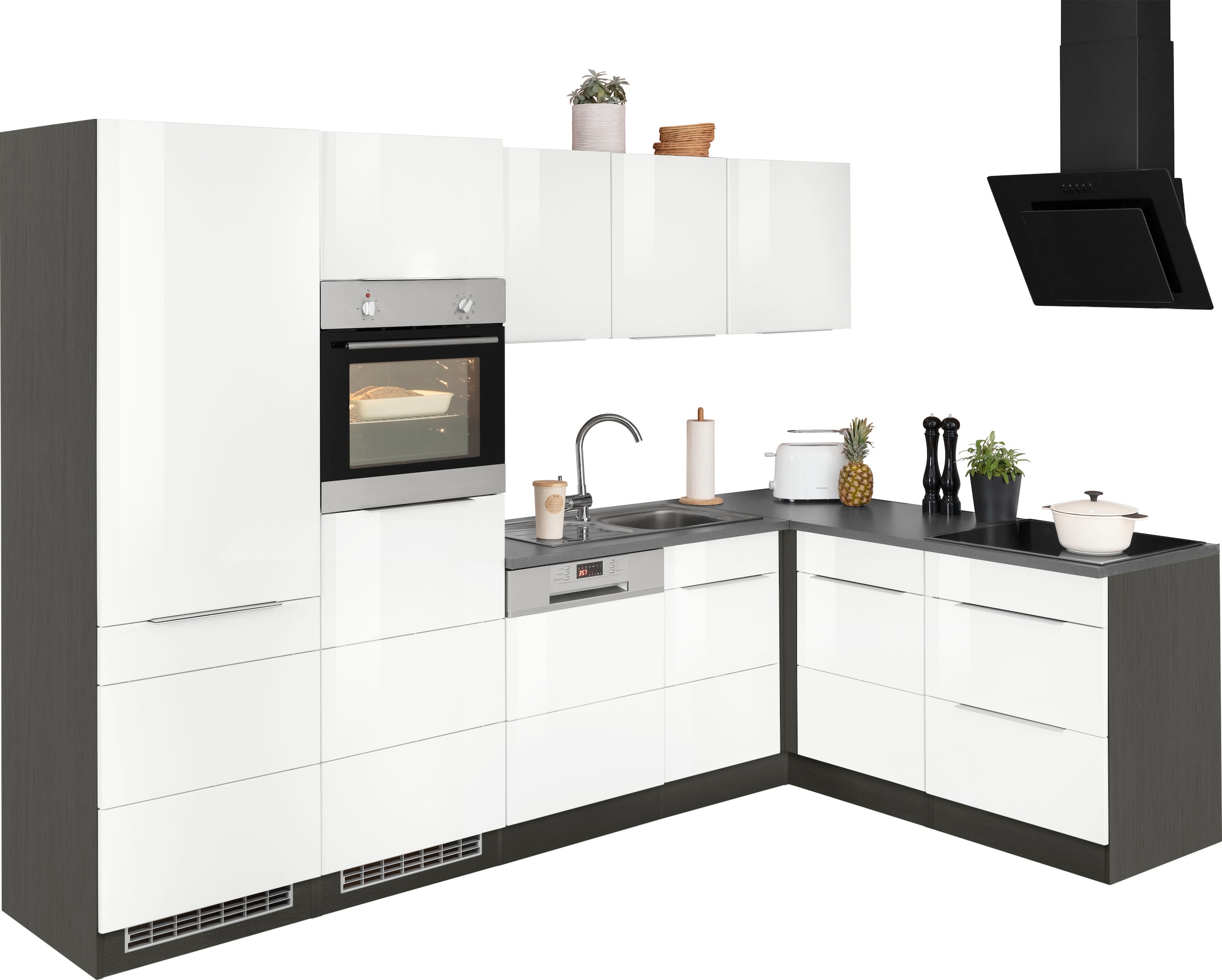 KOCHSTATION Winkelküche »KS-Brindisi Stellbreite 290/170 cm« wahlweise mit E-Geräten und Induktion, mit MDF-Fronten