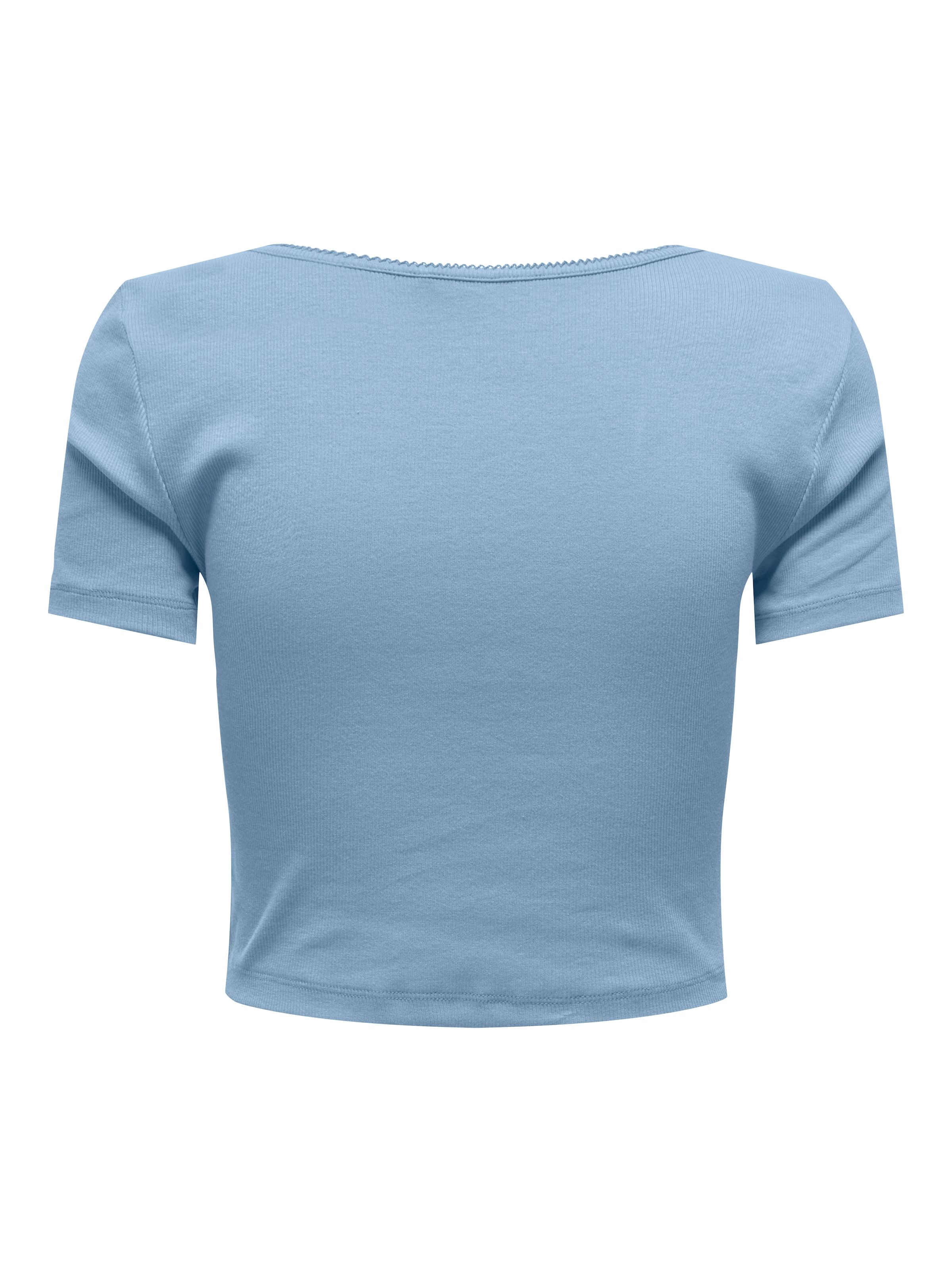 ONLY Kurzarmshirt »ONLBETTY LIFE S/S SCALLOP V-NECK CC JRS« mit Raffung am Ausschnitt