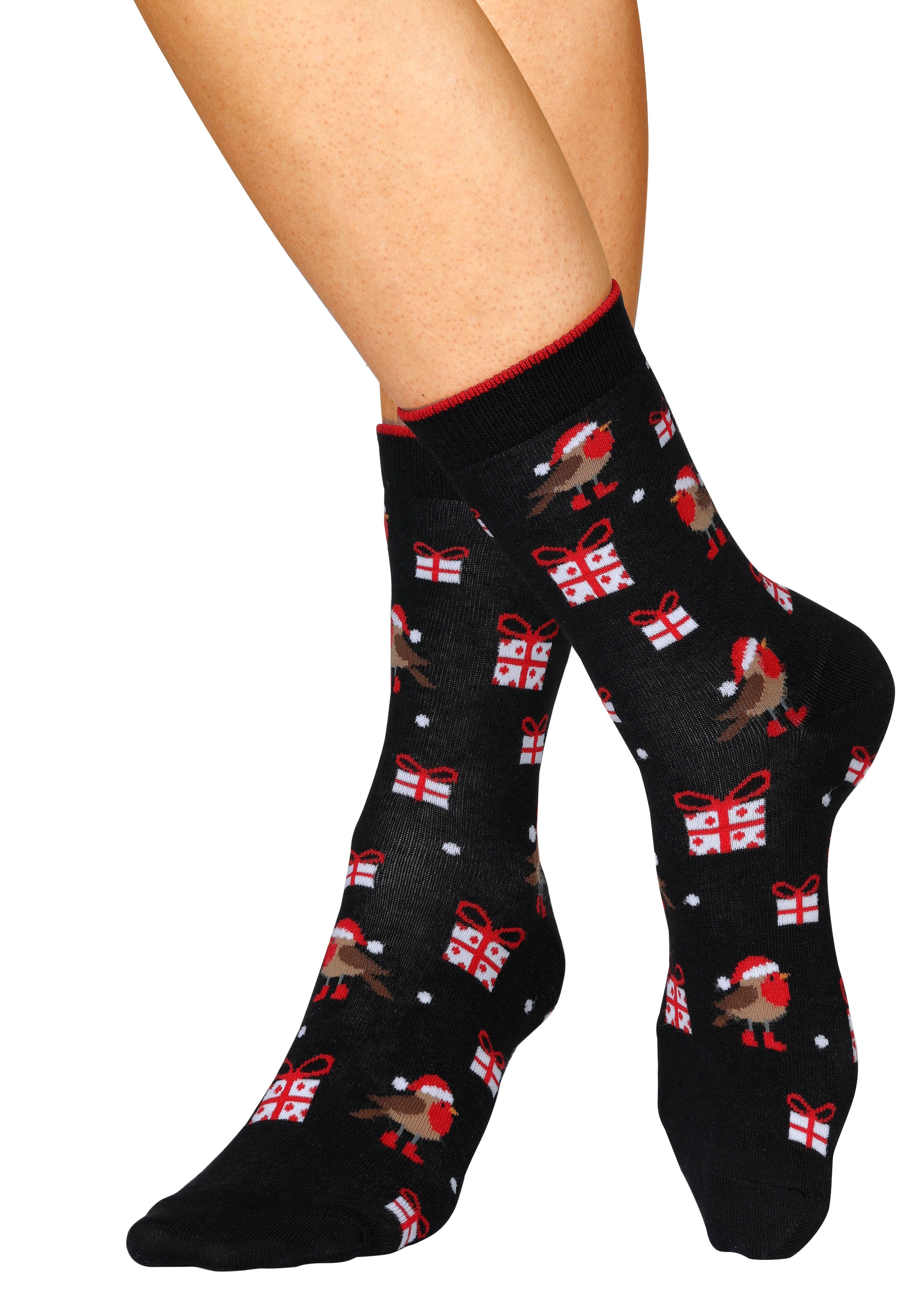 H.I.S Socken Packung, 3 Stk. tlg. mit lustigen Weihnachtsmotiven