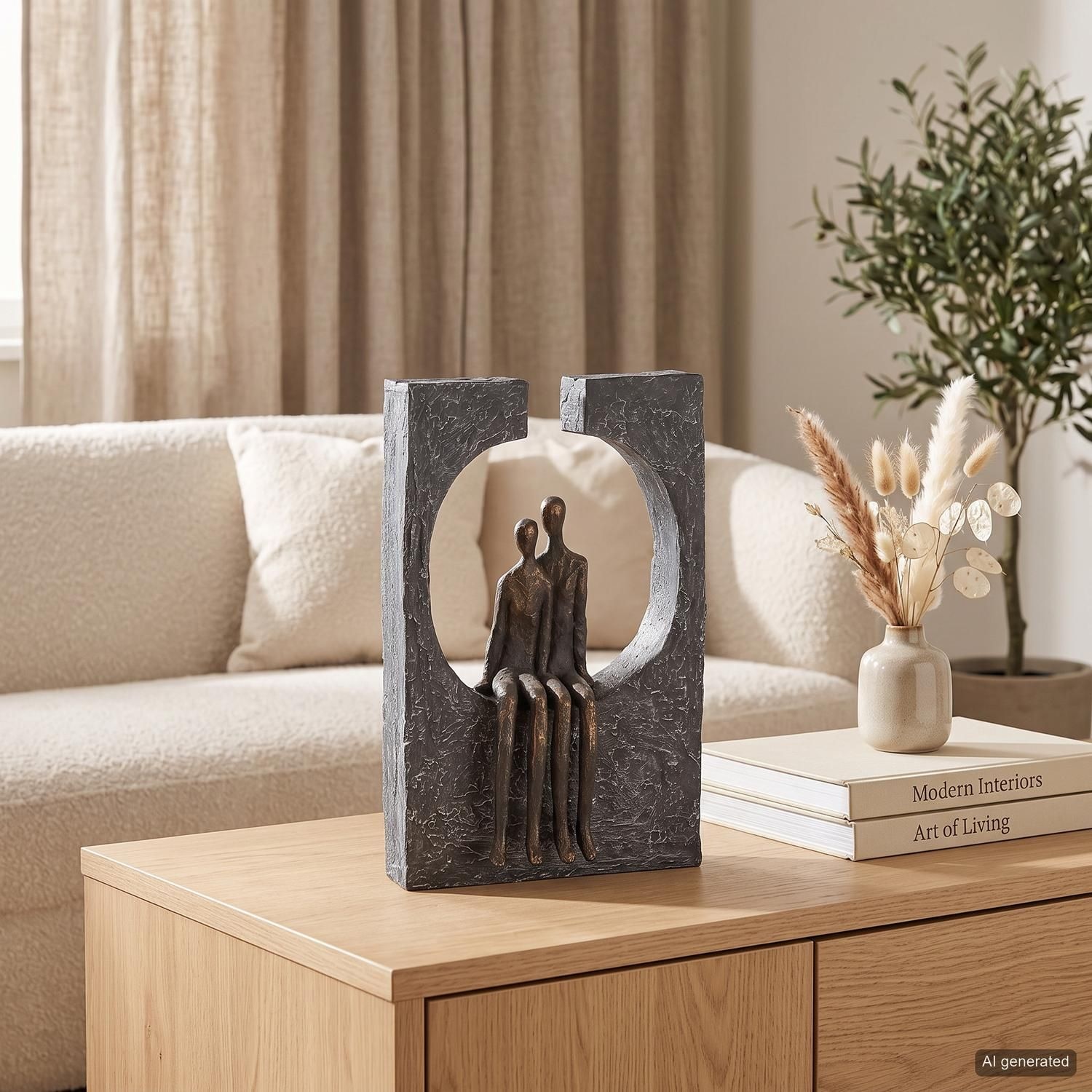 Casablanca by Gilde Dekofigur »Skulptur Zweisamkeit« Dekoobjekt, Höhe 28 cm, Pärchen, mit Spruchanhänger, Wohnzimmer