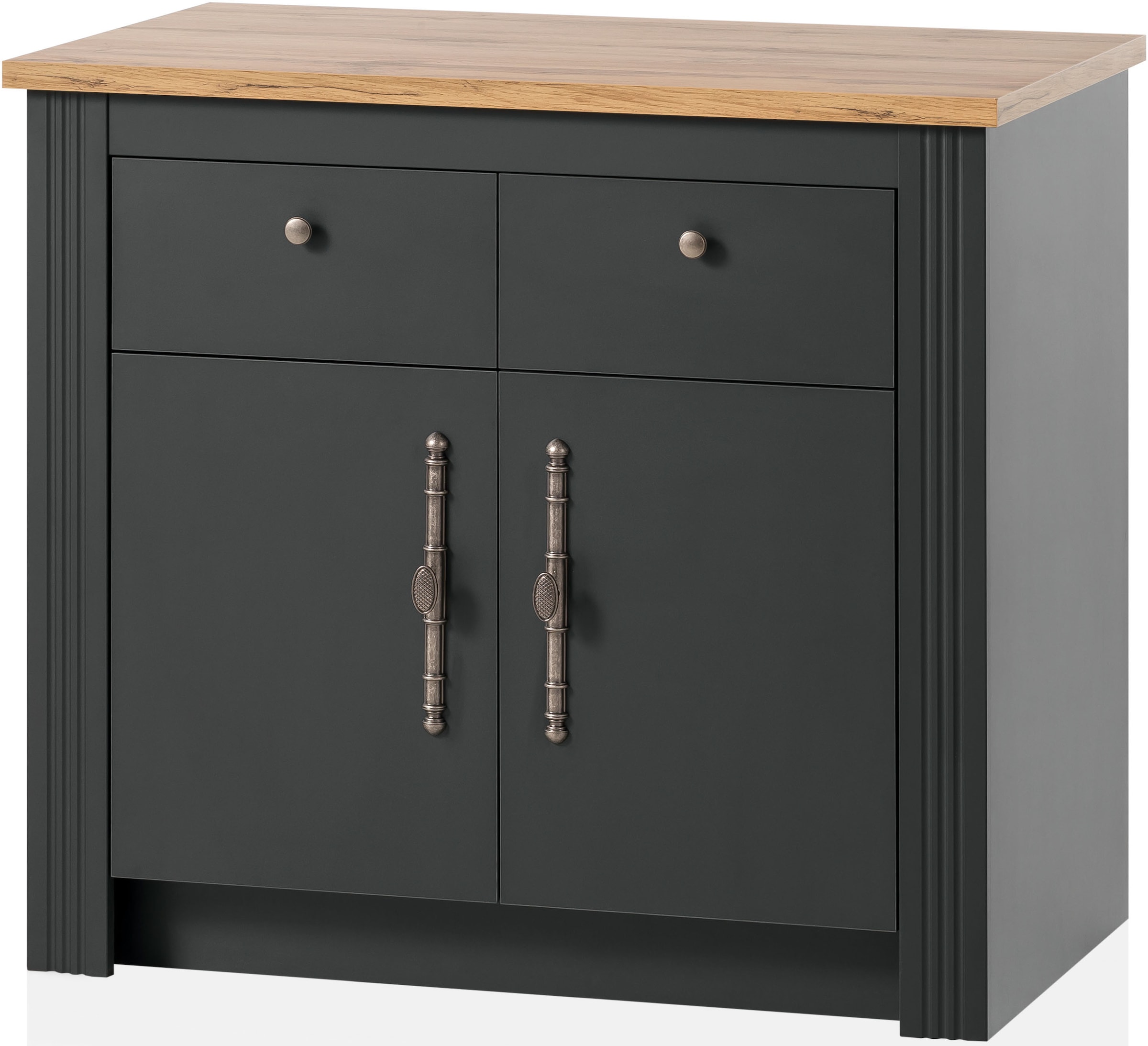 GOODproduct Kitchenette »KS-Westminster, Pantryküche im Landhaus Stil, hochwertige Metallgriffe« Ensemble,  Breite 294 cm, Kommoden, Wandpaneel, Hängeschrank, Herdumbau