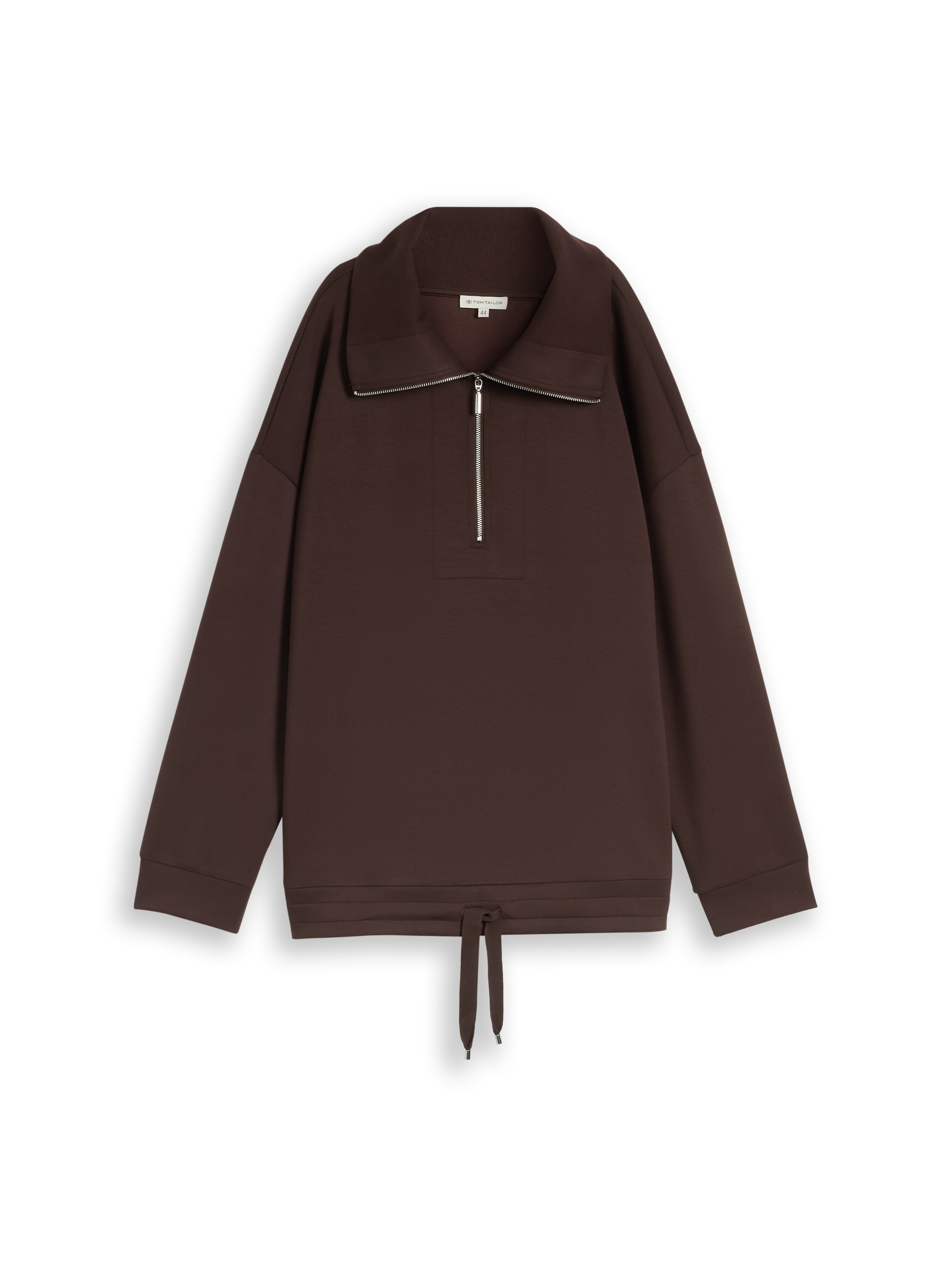 TOM TAILOR PLUS Sweatshirt , mit Troyerkragen und Bindeband am Saum / Stretch / Grosse Grössen
