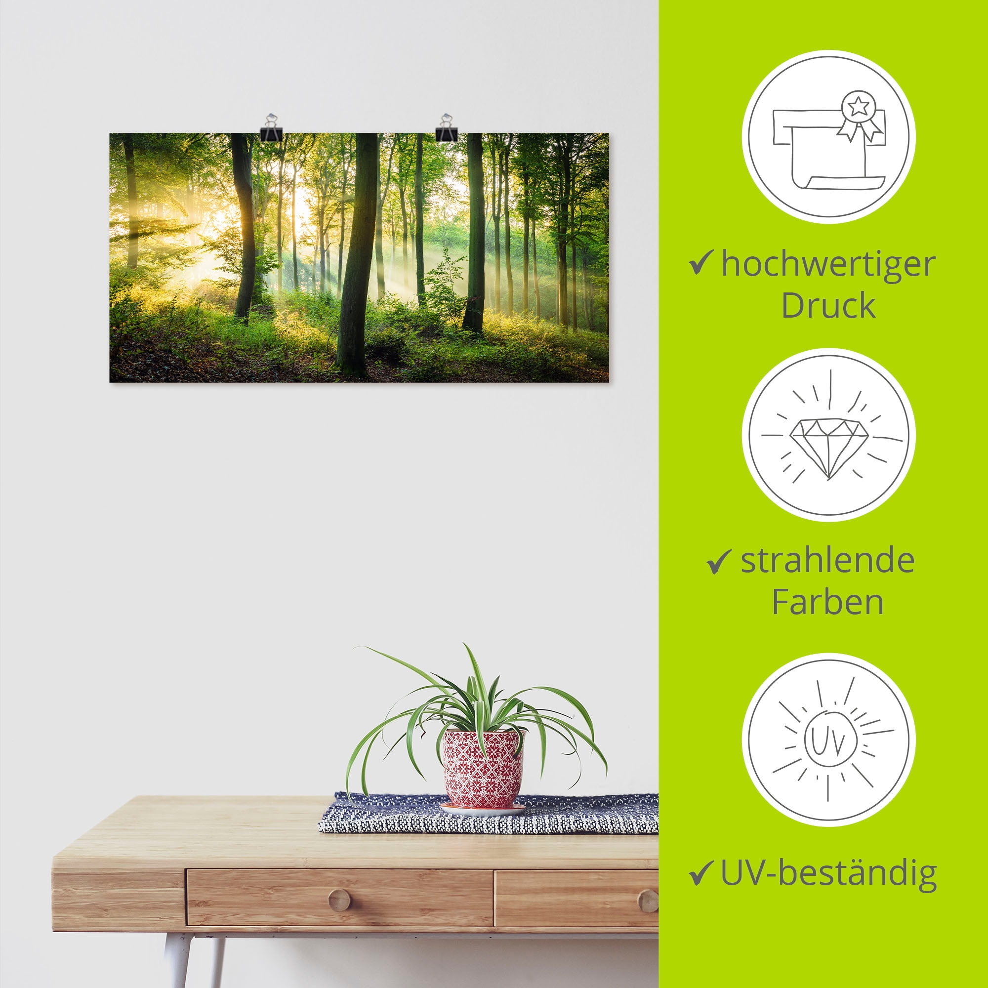 Artland Wandbild »Herbst im Wald II« Waldbilder 1 Stk. tlg. als Alubild, Outdoorbild, Leinwandbild, Poster, Wandaufkleber