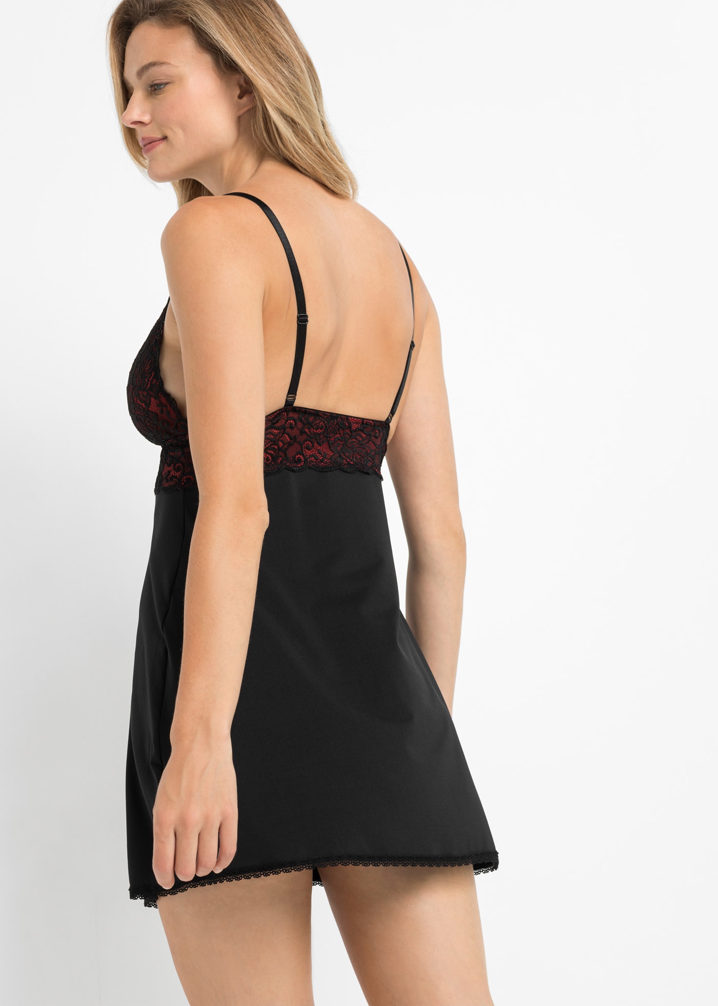 bonprix Robe babydoll »Negligé« mit Spitze, Negligé-Design, ohne Ärmel, figurbetont, mehrfarbig