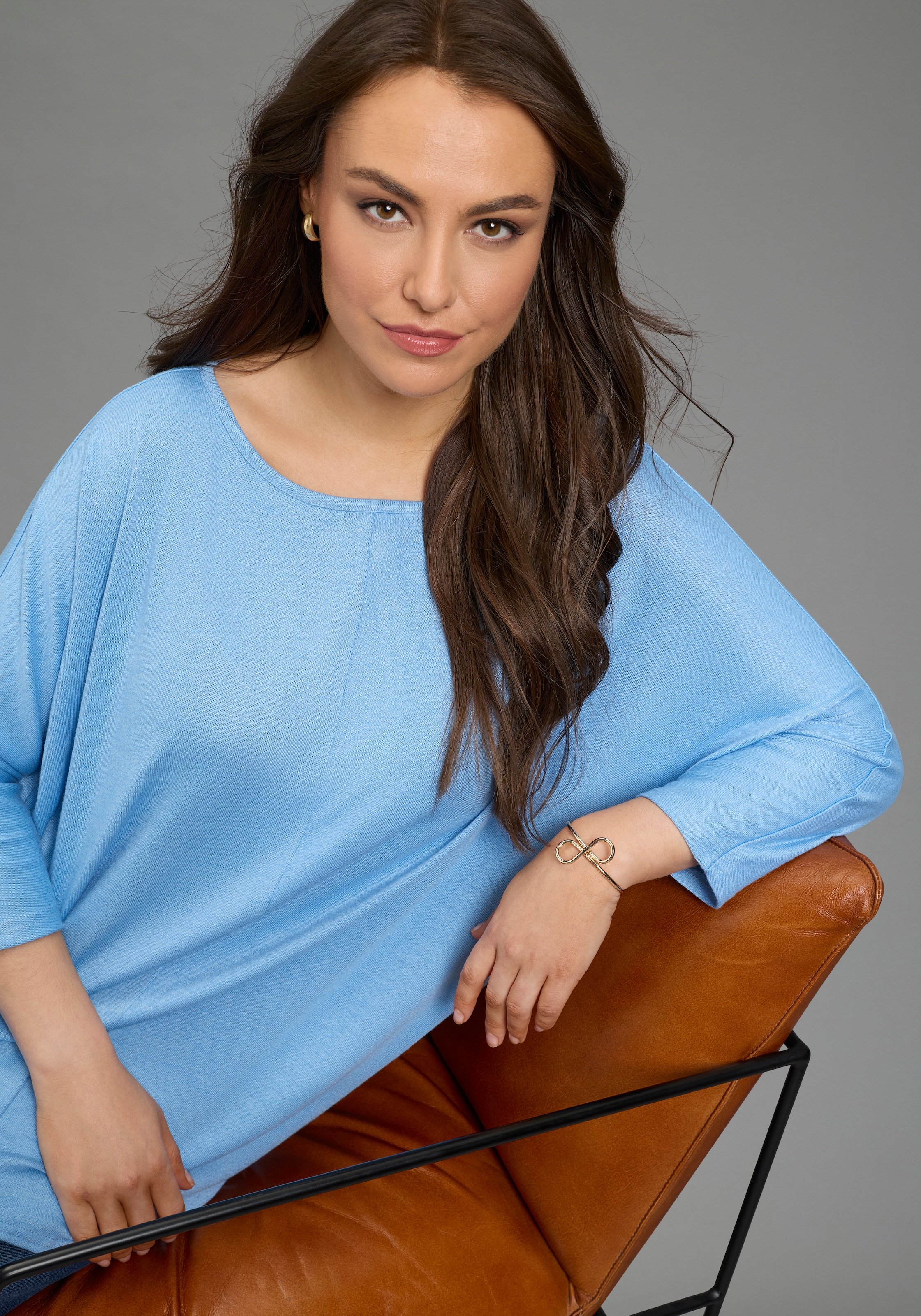 Laura Scott CURVE 3/4 Arm-Pullover mit figurschmeichelnder Passform und 3/4 Ärmeln