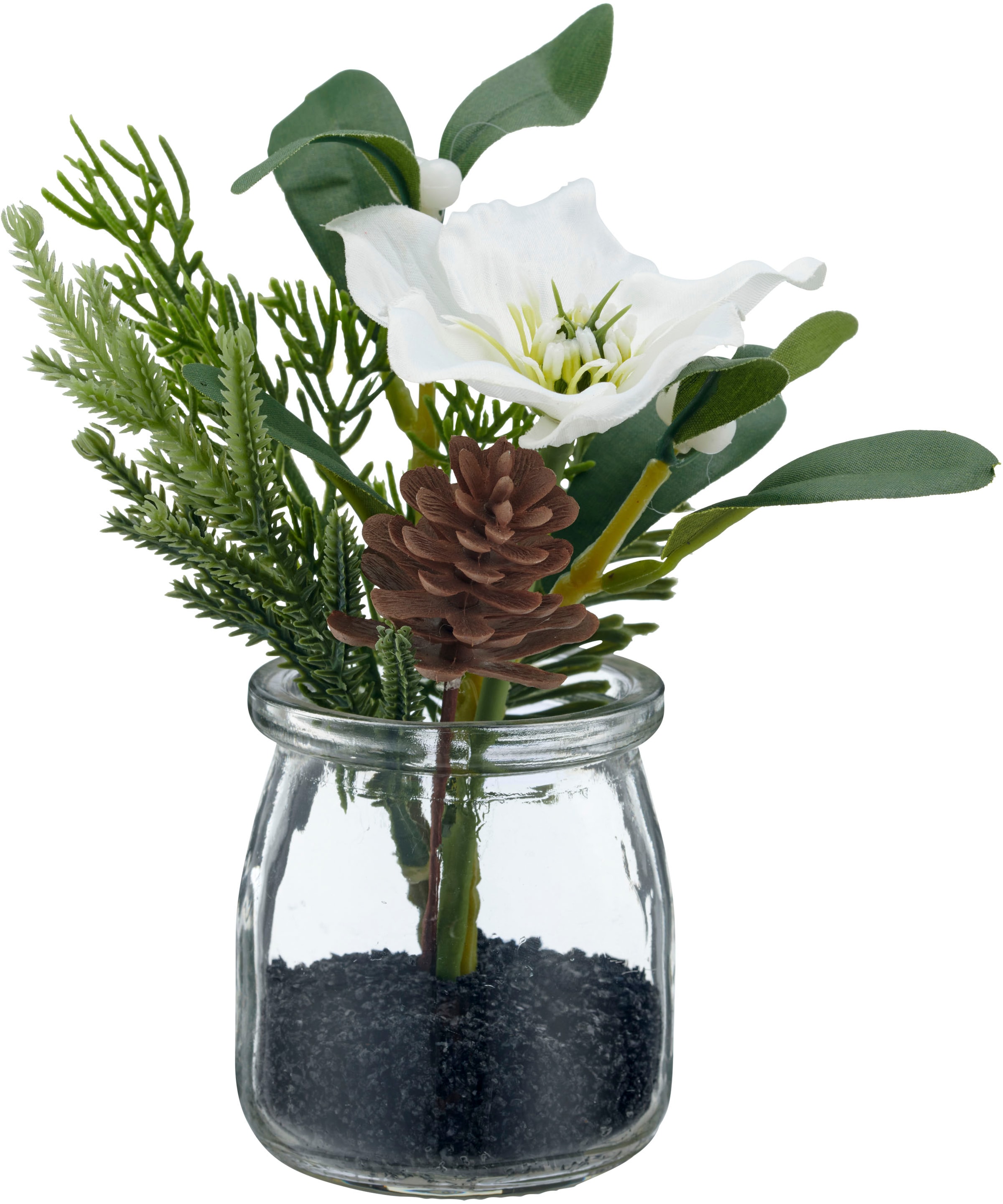 Creativ green Winterliche Kunstpflanze »Schneeglöckchen und Christrose« im attraktiven Glasgefäss