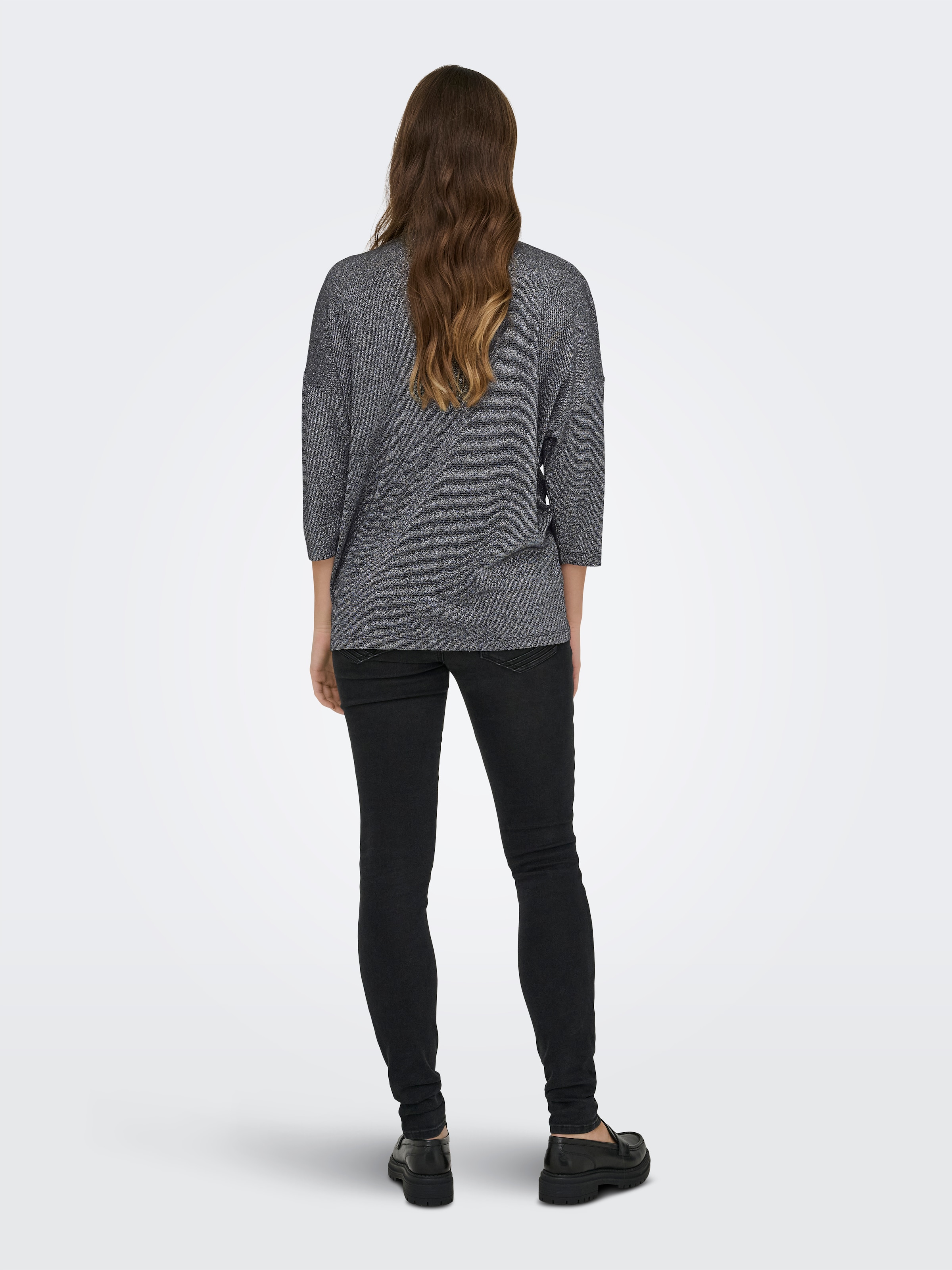 ONLY 3/4-Arm-Shirt »ONLSILVERY GLAMOUR LUREX 3/4 TOP JRS« mit Glitzer-Effekt