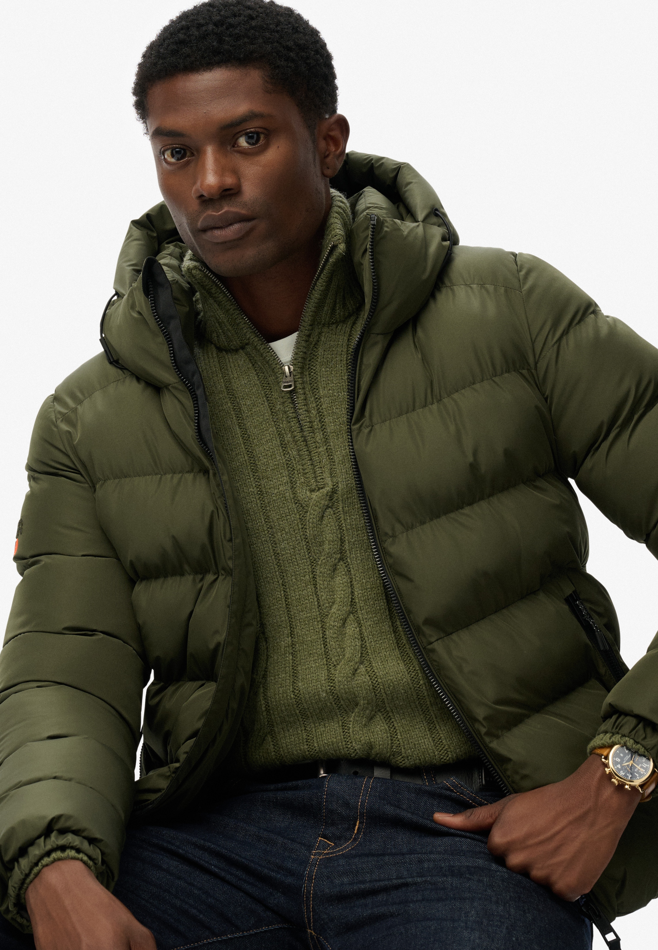 Superdry Steppjacke »HOODED SPORTS PUFFER JACKET« mit Kapuze Kunstfaser, relaxed fit
