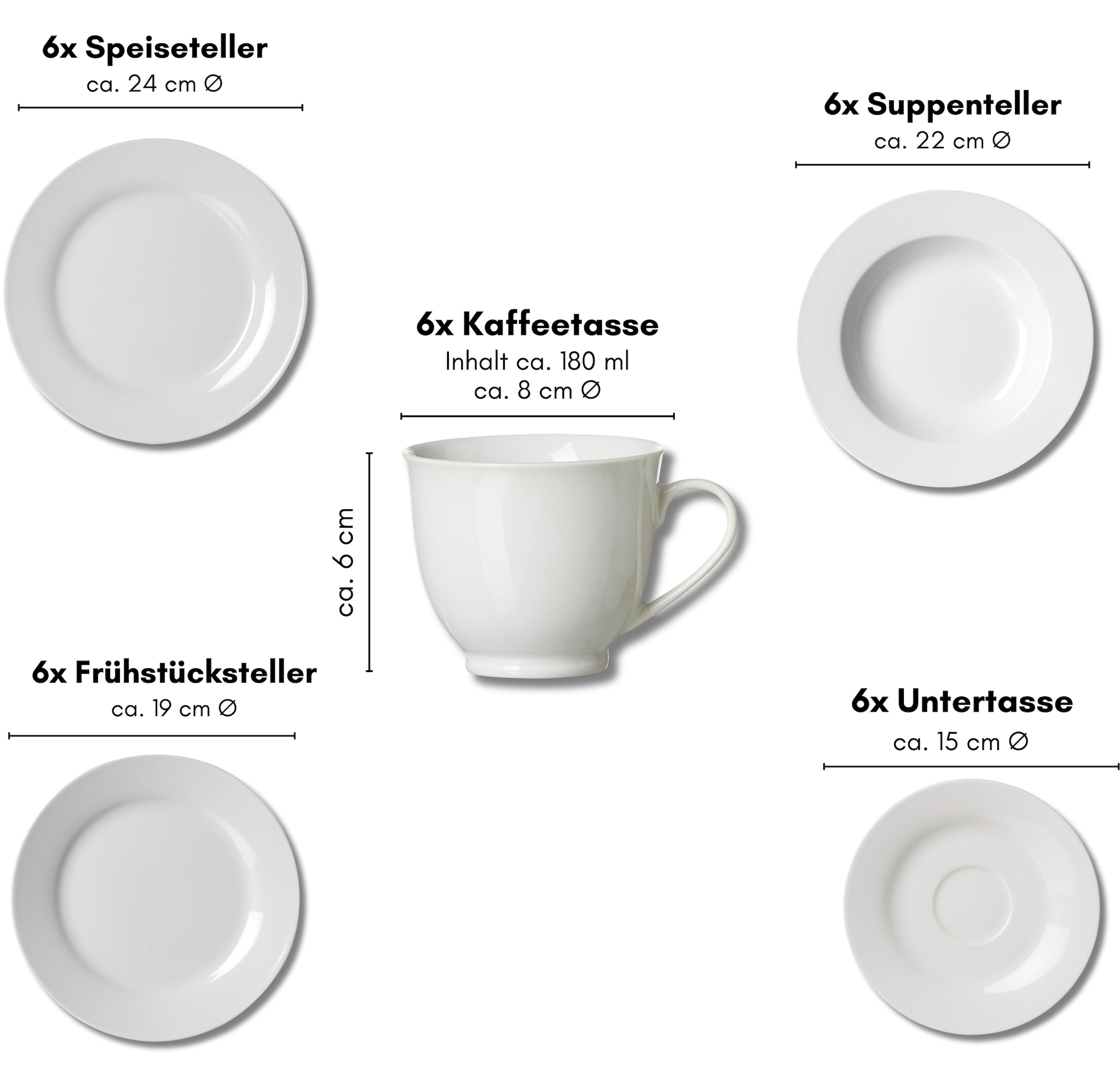 Ritzenhoff & Breker Kombiservice »Bianco« klassisch und schlicht, unifarben