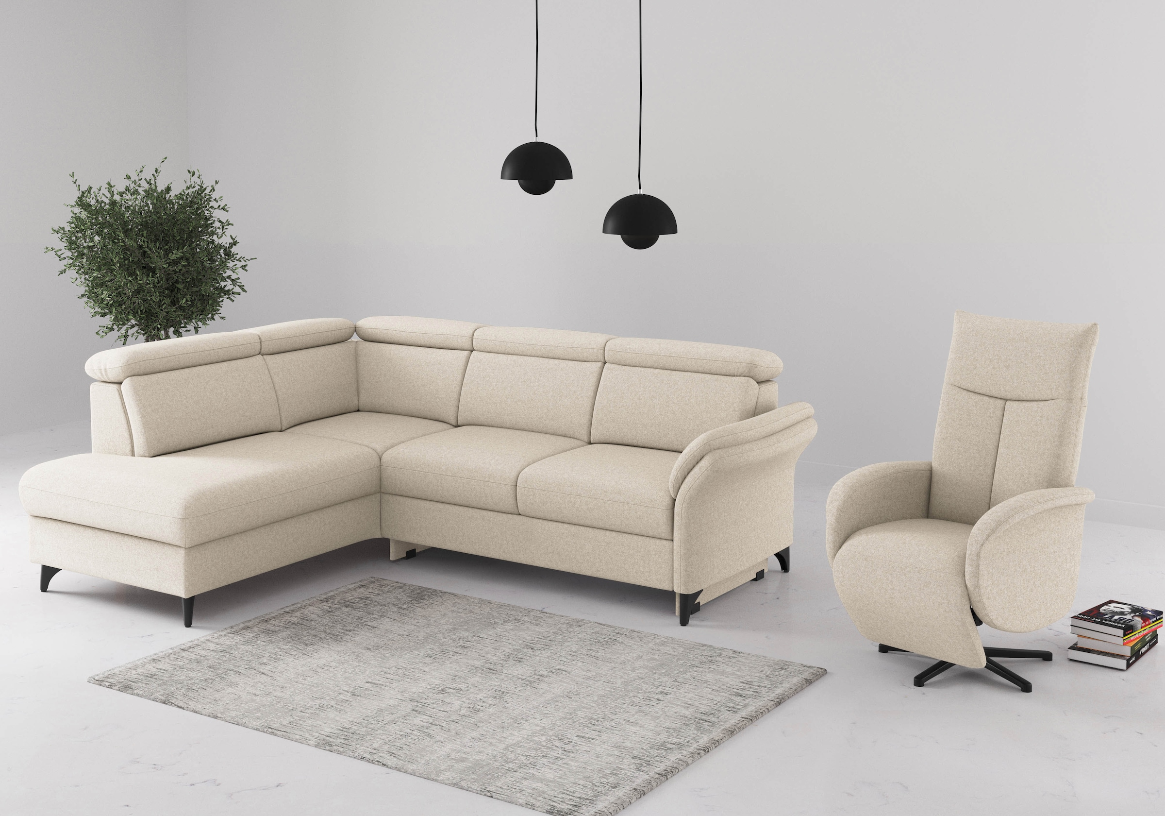 sit&more Canapé d'angle »Glendale, L-Form« inkl. Kopfteilverstellung, wahlweise mit Vorziehsitz und Bettkasten