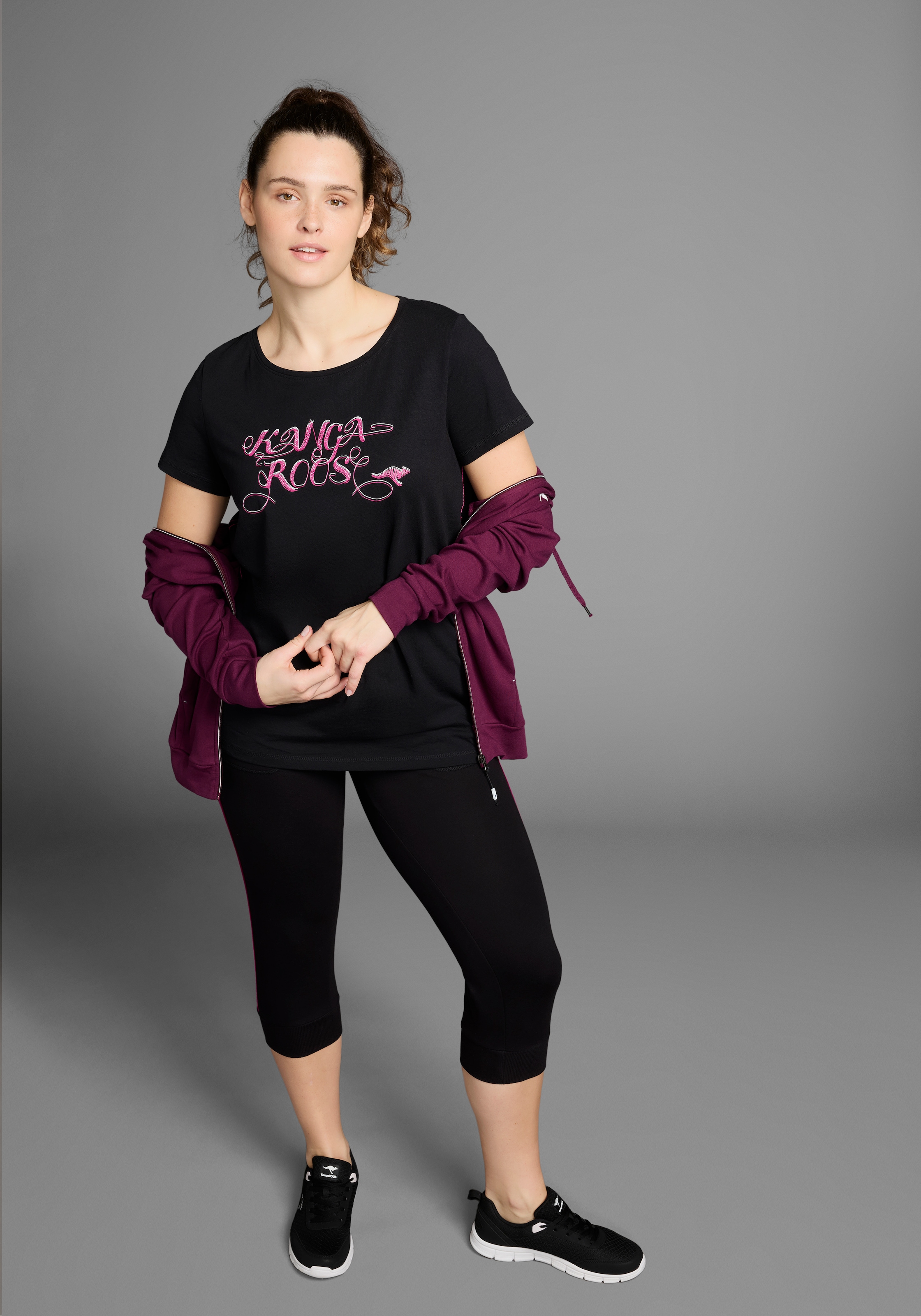 KangaROOS T-shirt long Packung, 2er-Pack, 2 cuis Kurzarm,  figurumschmeichelnde Passform, grosse Grössen