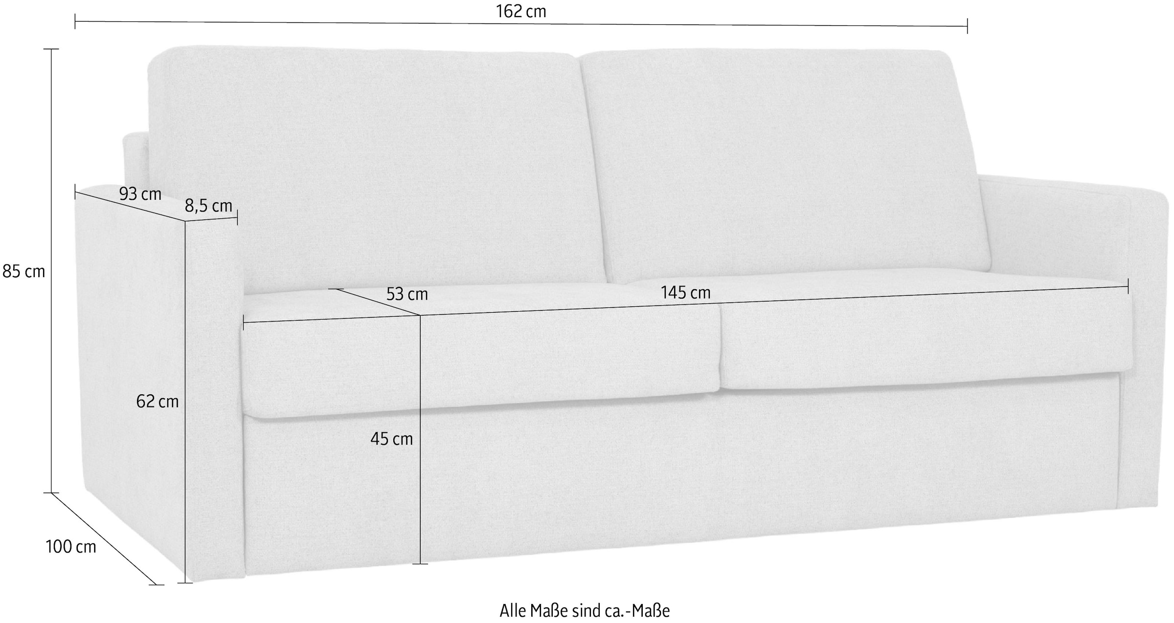 Home affaire Schlafsofa »Goldpoint 162 cm, Dauerschläfer, Liegefläche 120/200cm« 2-Sitzer mit Dauerschläfer-Funktion, Bonell-Federkernmatratze