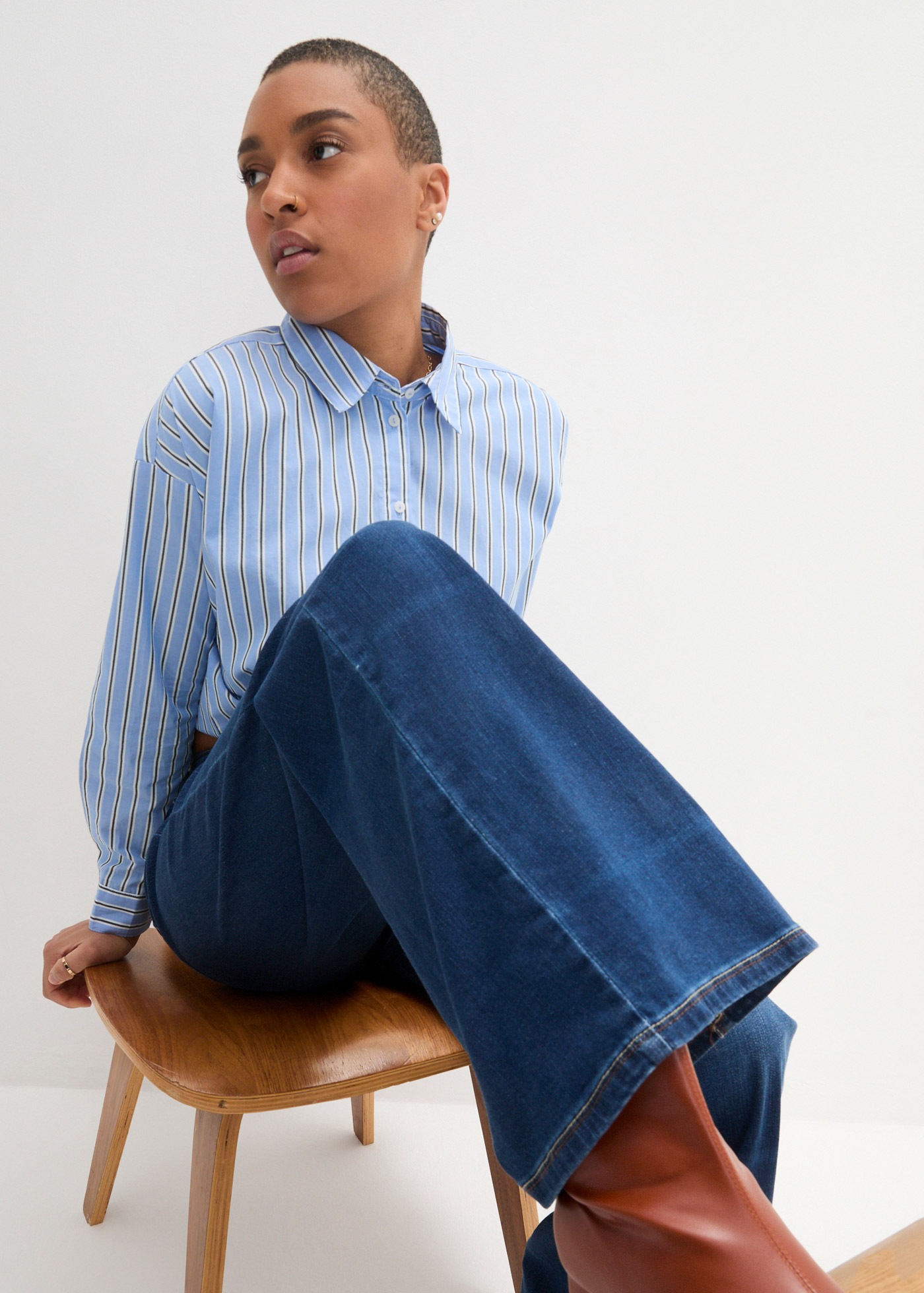 bonprix Weite Jeans Loose Fit Passform, mit Stretch-Material, mit Bequembund