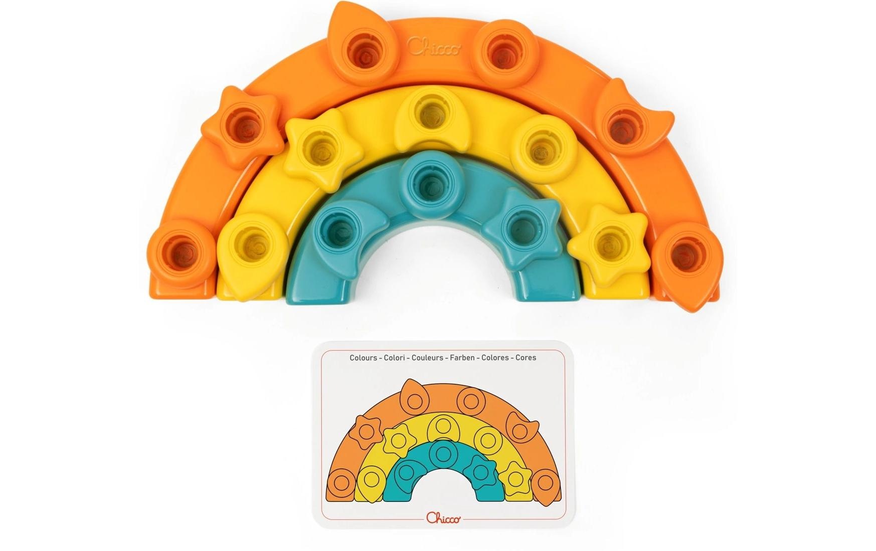 Chicco Jouets éducatifs »Regenbogen Steckspiel« Farbenfrohes Set für kreativen Spielspass und kognitive Entwicklung