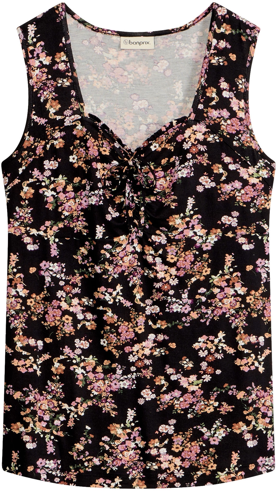 bonprix Shirttop »Top aus Viskose-Mix« ärmellos, figurbetont, feminin, eckiger Ausschnitt mit Deko-Schleife