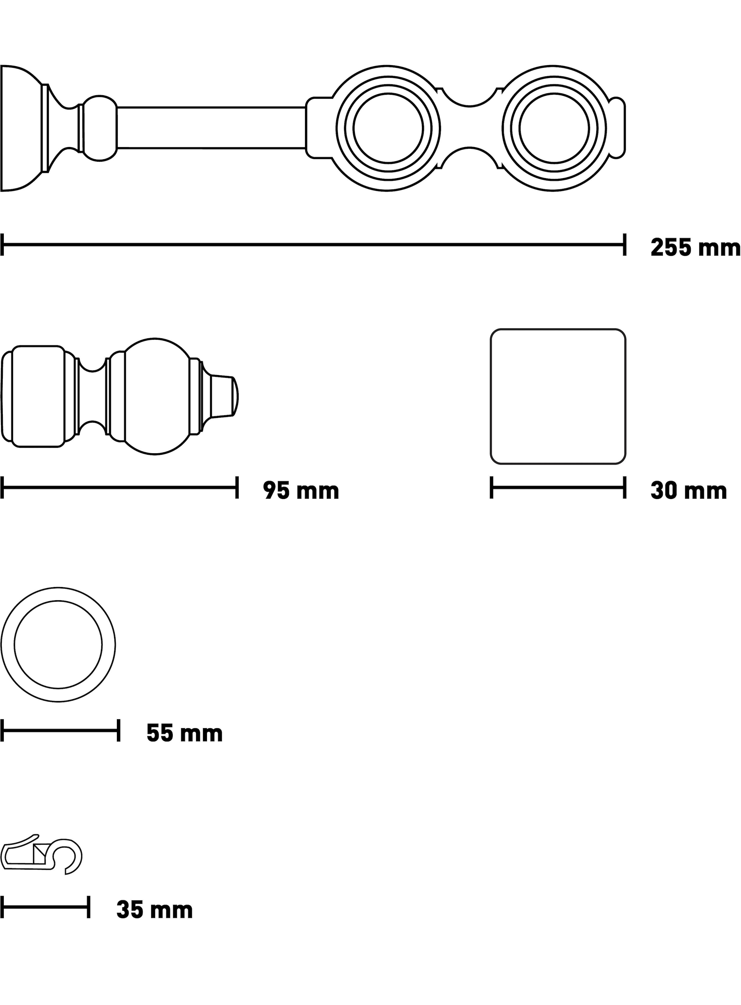 SN DECO GROUP Tringle à rideaux »Filigrano« 2 course-läufig Fixmass 28 mm, Holz, verschiedene Längen und Farben, Komplettset