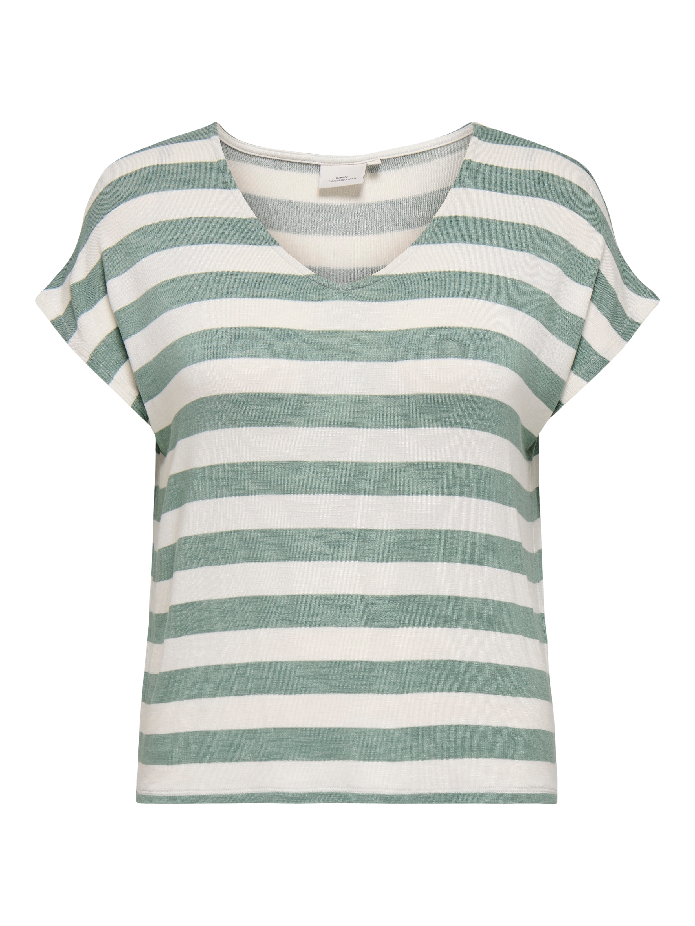 ONLY CARMAKOMA T-shirt en V »CARLIRA LIFE S/S V-NECK TOP JRS NOOS« mélange viscose, coupe régulière