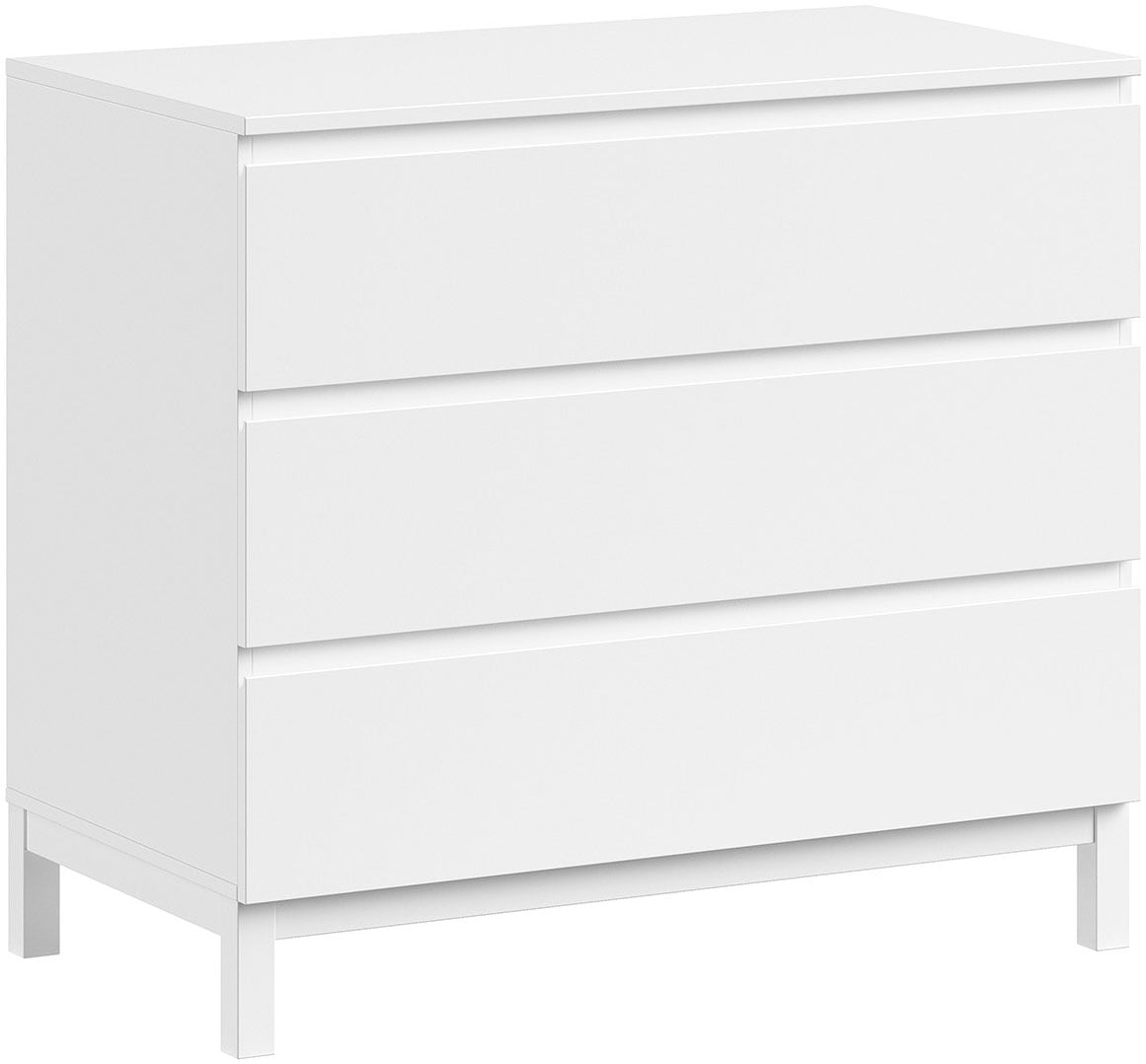 Vipack Ensemble de meubles pour bébé »Set best. aus Babybett 70/140, Kommode 3 Schubladen, Wickelaufsatz« 3 cuis tlg. au design épuré, surface laquée facile d'entretien en blanc