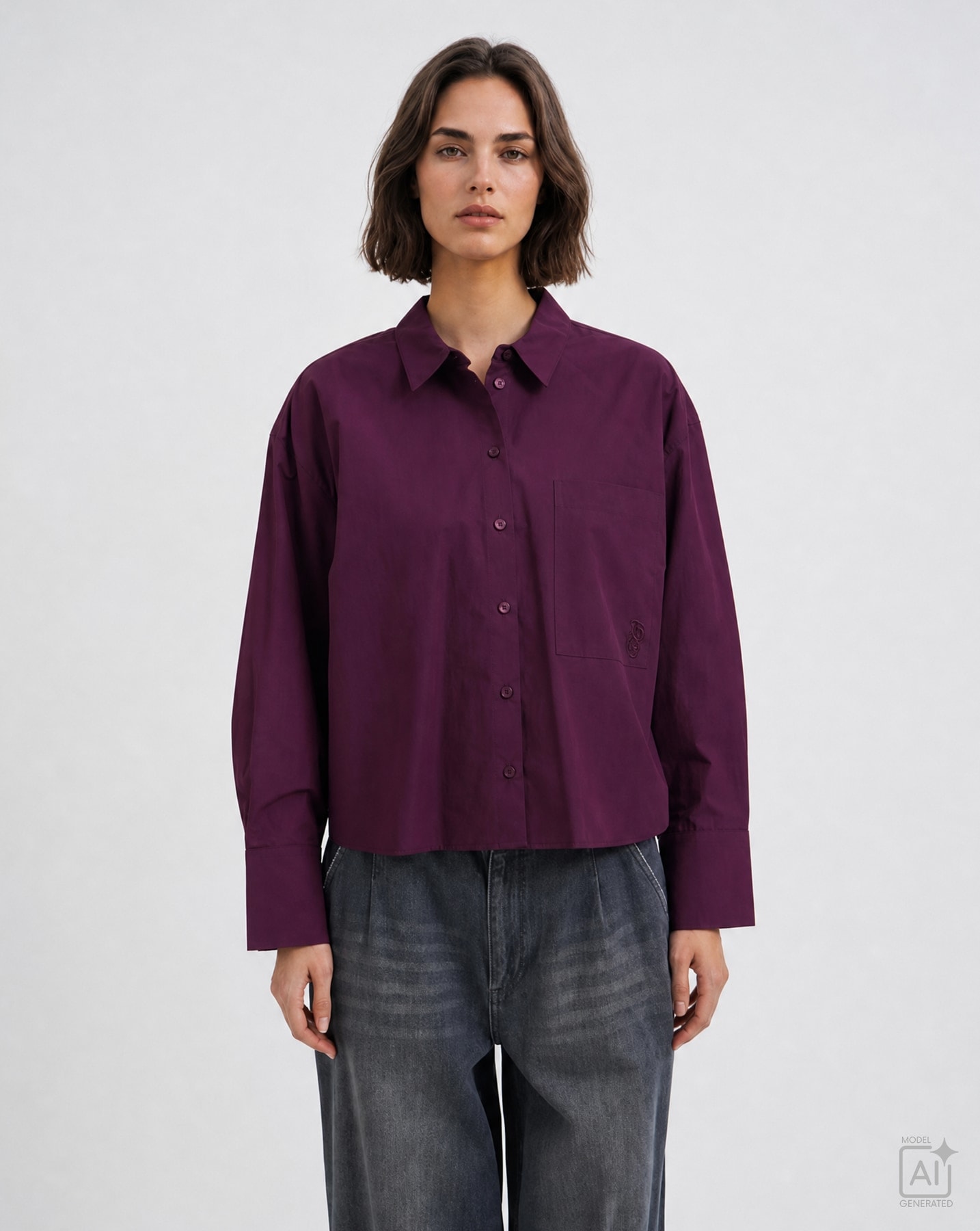 Smith & Soul Blouse chemise mit Logostickerei, Kellerfalte