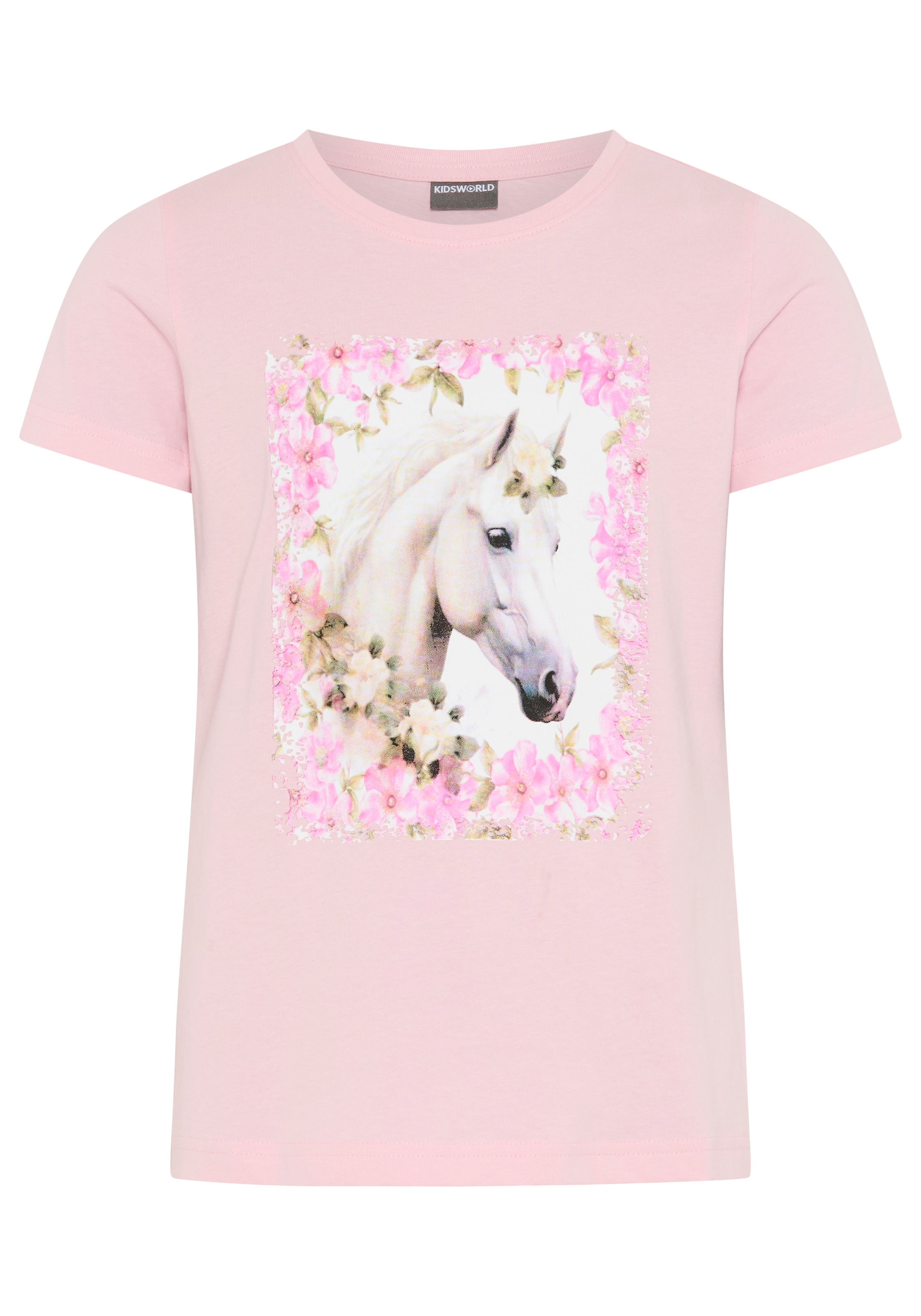 KIDSWORLD T-shirt »Süsser Pferde-Fotodruck« für Mädchen, Kurzarm, mit Rundhalsausschnitt, mit coolem Druck