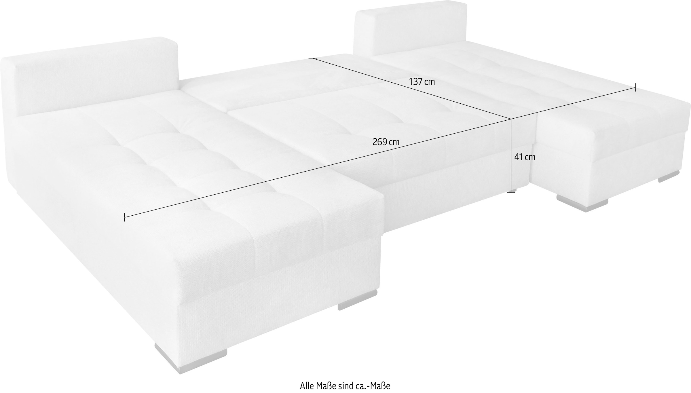 GOODproduct Wohnlandschaft »Home System U-Form, von B: 269-352 cm wählbar, 6 Varianten zur Auswahl« mit Bettfunktion, Bettkasten & Zierkissen, Federkern