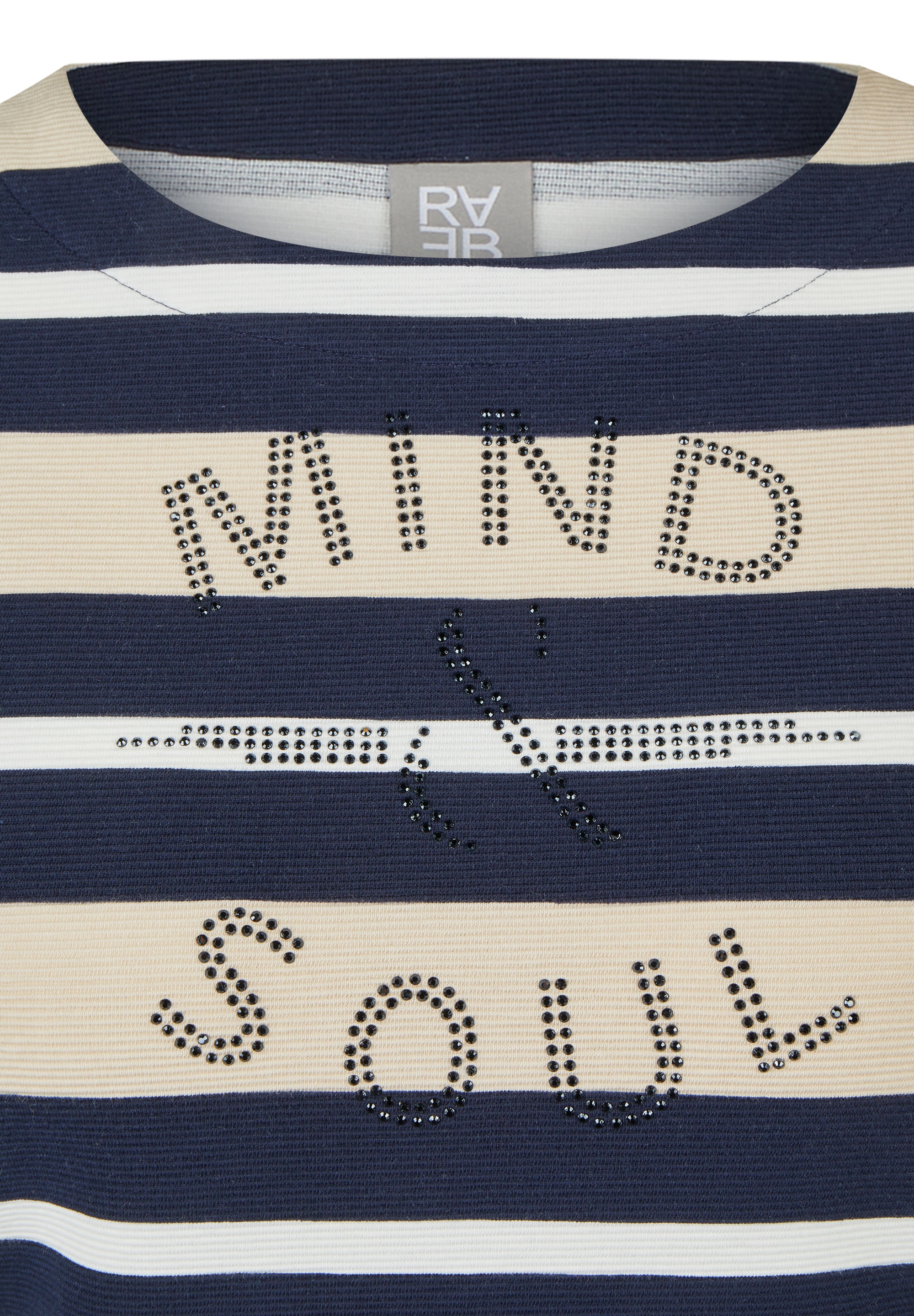 Rabe T-shirt à manches 3/4 im Streifen-Look und mit Glitzersteinen