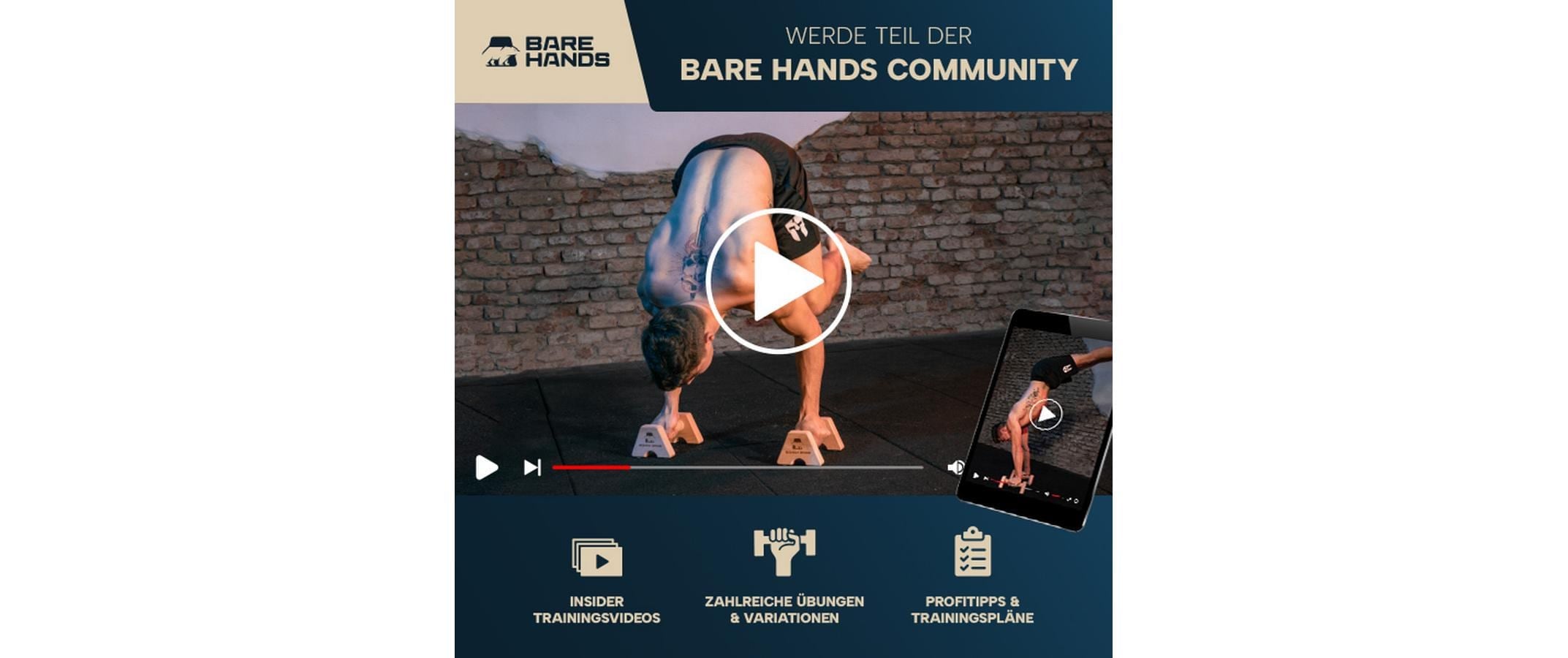   Poignées de pompes »Bare Hands Gr. S«