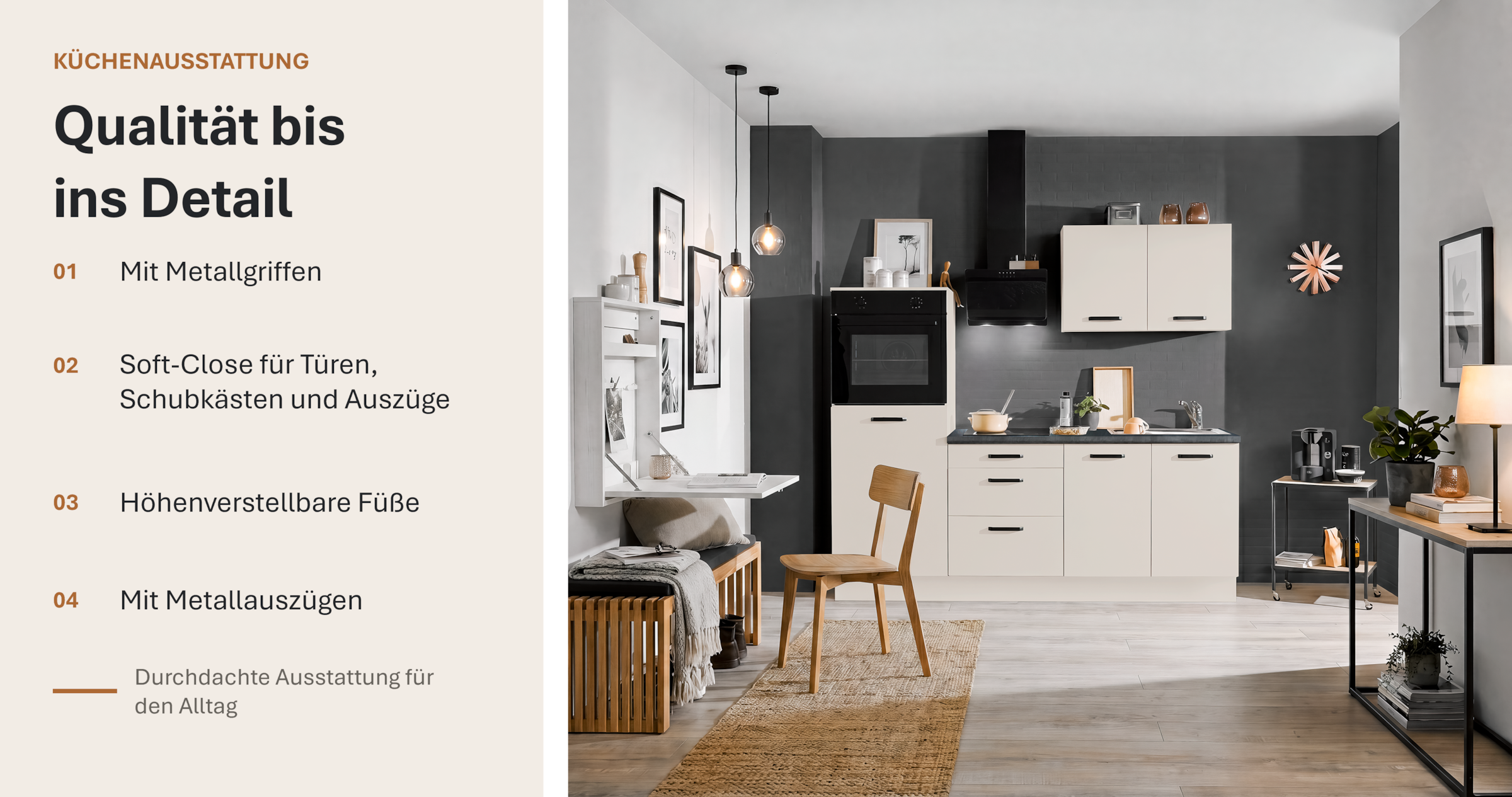 wiho Küchen Küchenzeile »Compact: Kleines Format, grosse Ausstattung, optional mit E-Geräten« Variante mit Kühlschrank, Breite 210 cm