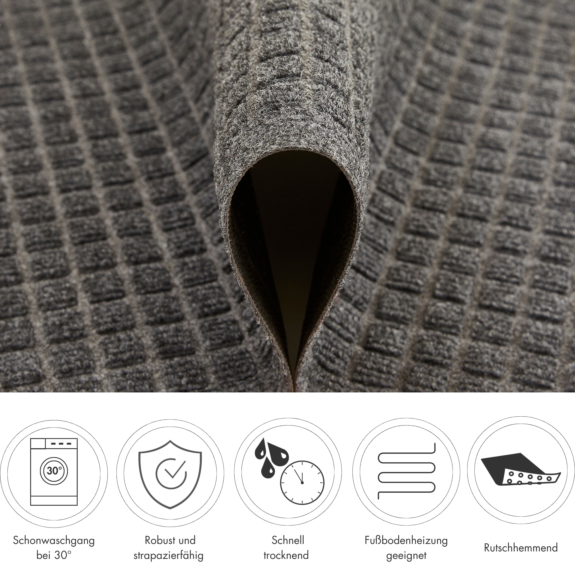 Andiamo Tapis de sol »Kenora« Rectangulaire 8,5 mm Höhe Schmutzfangmatte, robust, waschbar, Türmatte, rutschhemmend