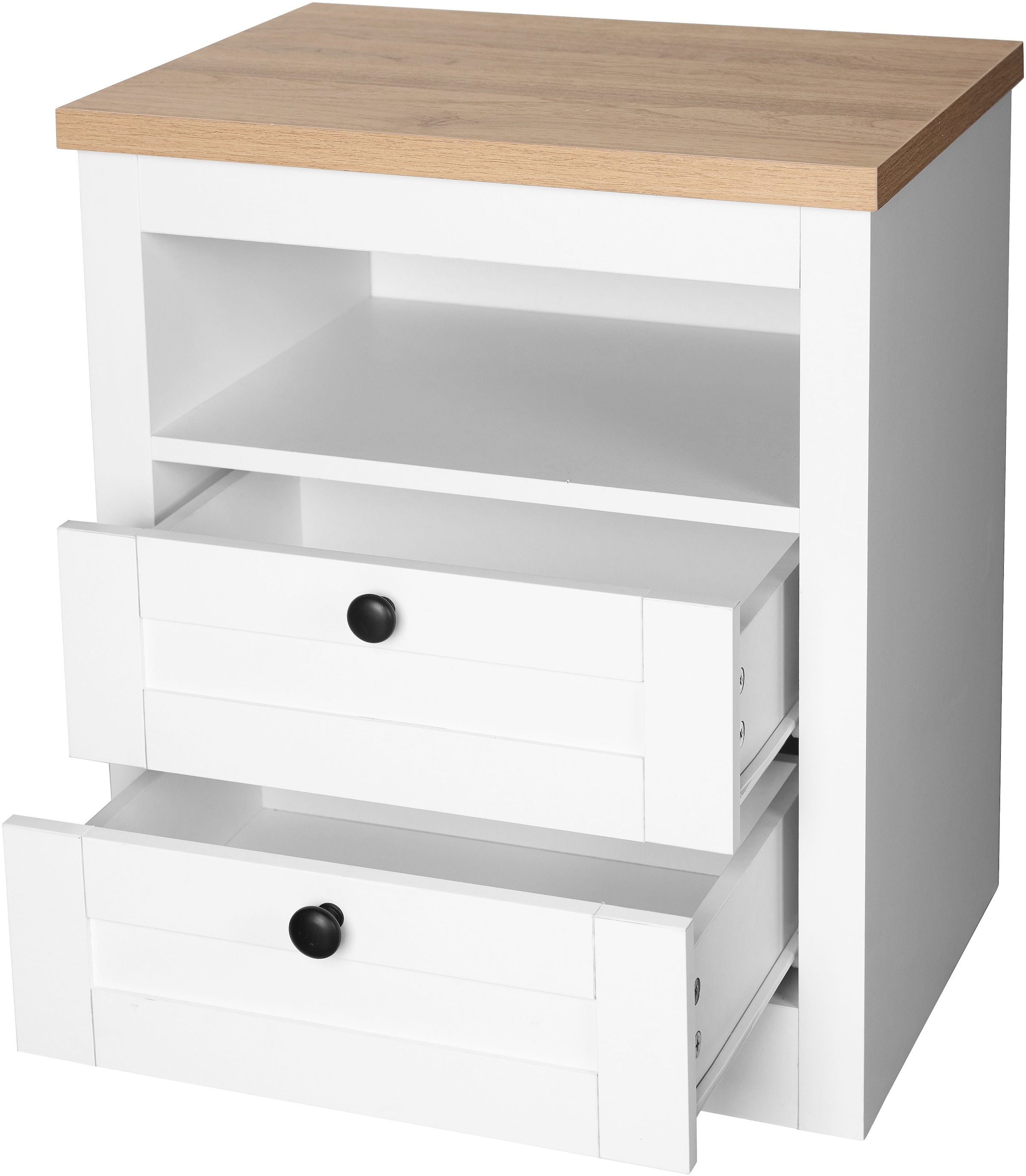 GOODproduct Console de nuit »2er Set Büsum Nachtschrank Beistellschrank« Ensemble d'épargne, 2 Schränke im Lieferumfang,  Nachttisch im Landhaus Design mit 2 Schubladen Bestseller