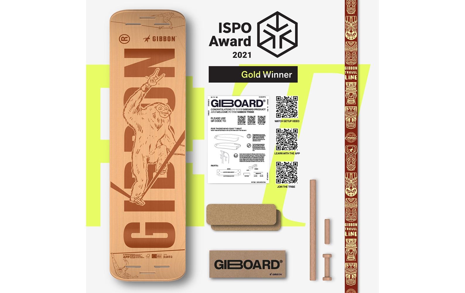 Gibbon Planche d'équilibre »Slackboard Set Roots Rocker Trave l Set Buche«