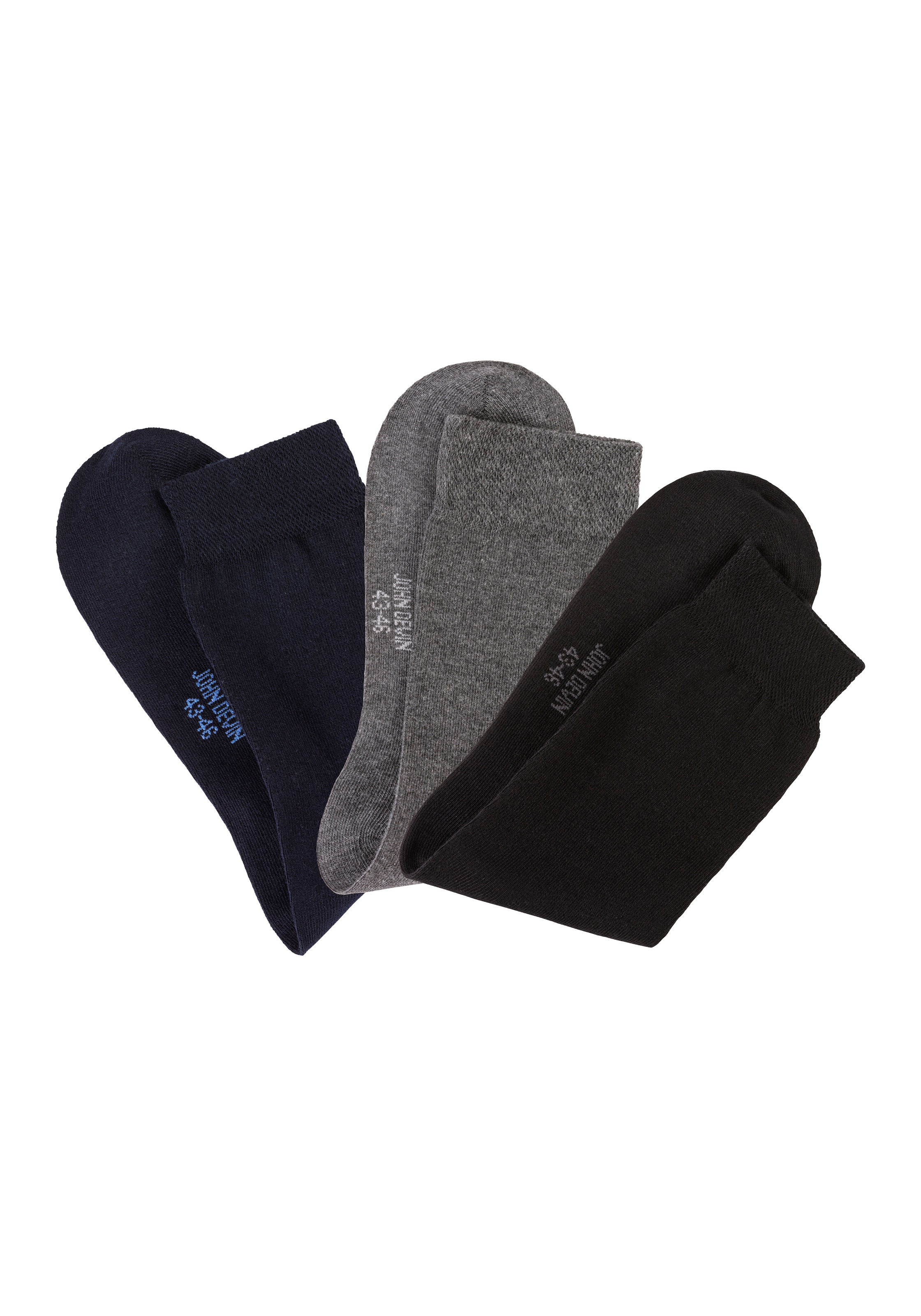 John Devin Chaussettes d'affaires Packung, 3 cuis tlg. mit längerer Schaftlänge, verpackt in einer Box