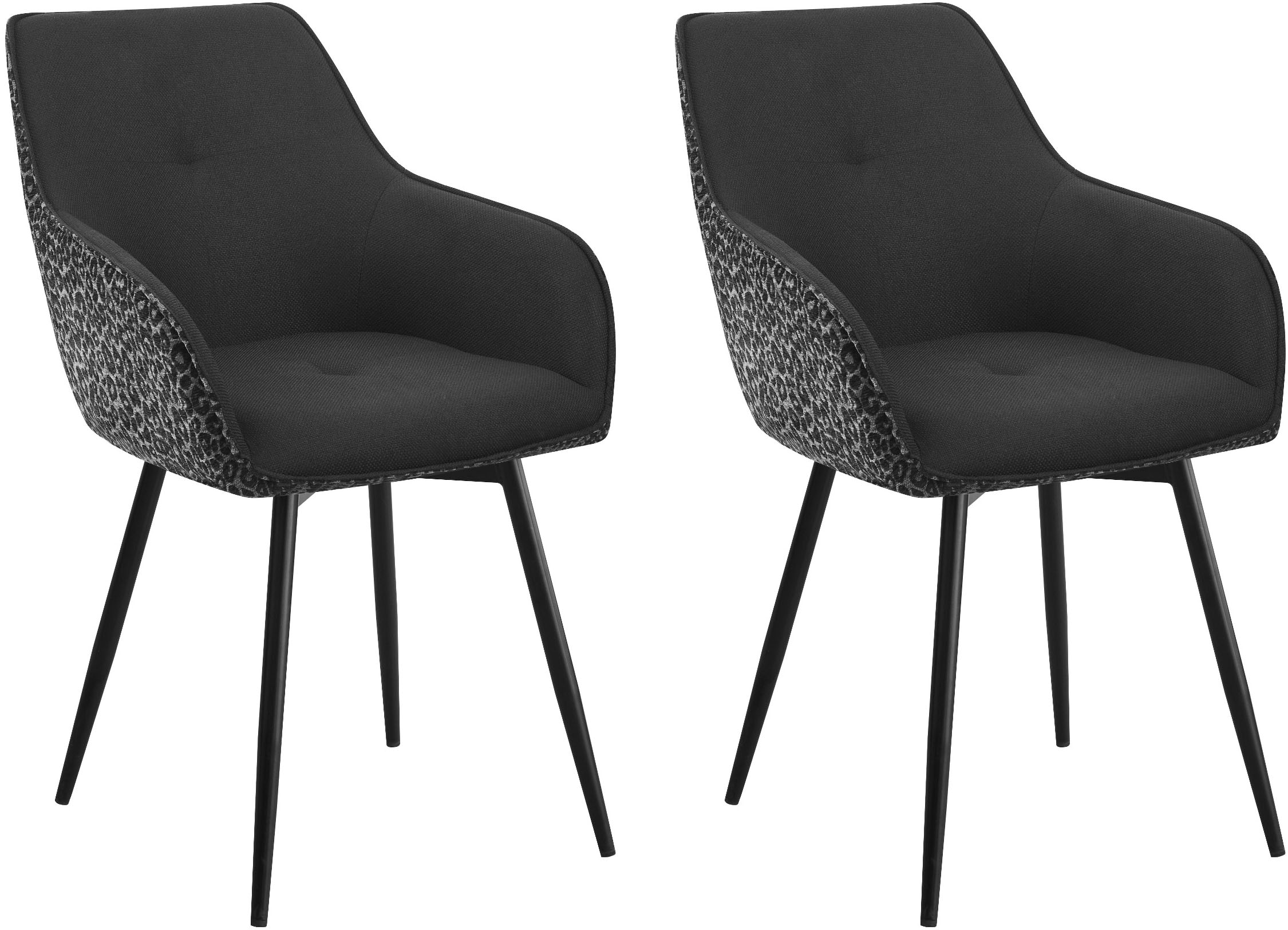 GOODproduct Chaise de salle à manger »Lincoln« (Ensemble) 2 cuismoderner Stuhl mit Leopardenlook, Webstoff und 360°-Drehfunktion