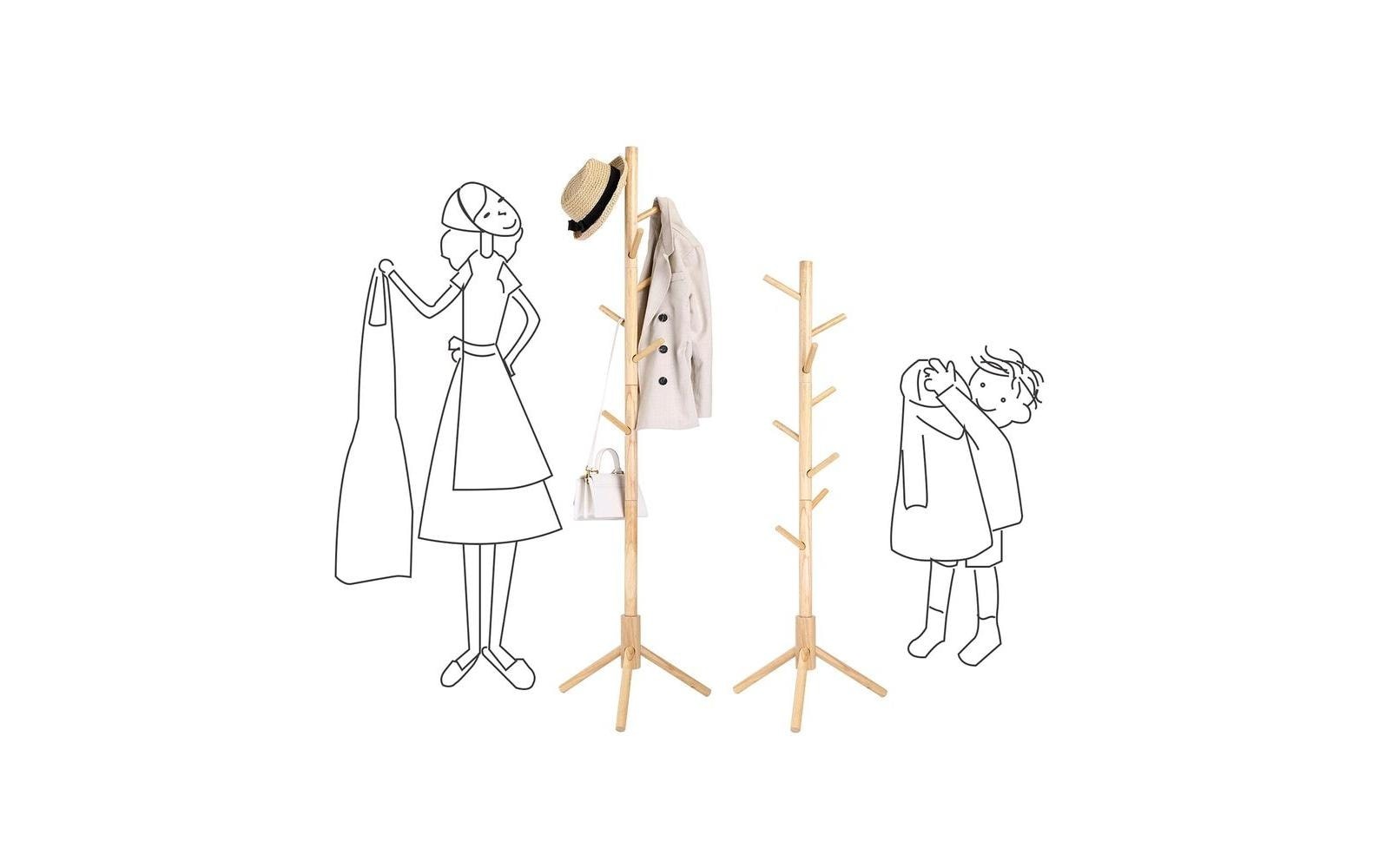 VASAGLE Garderobenständer »8 Haken Nature«