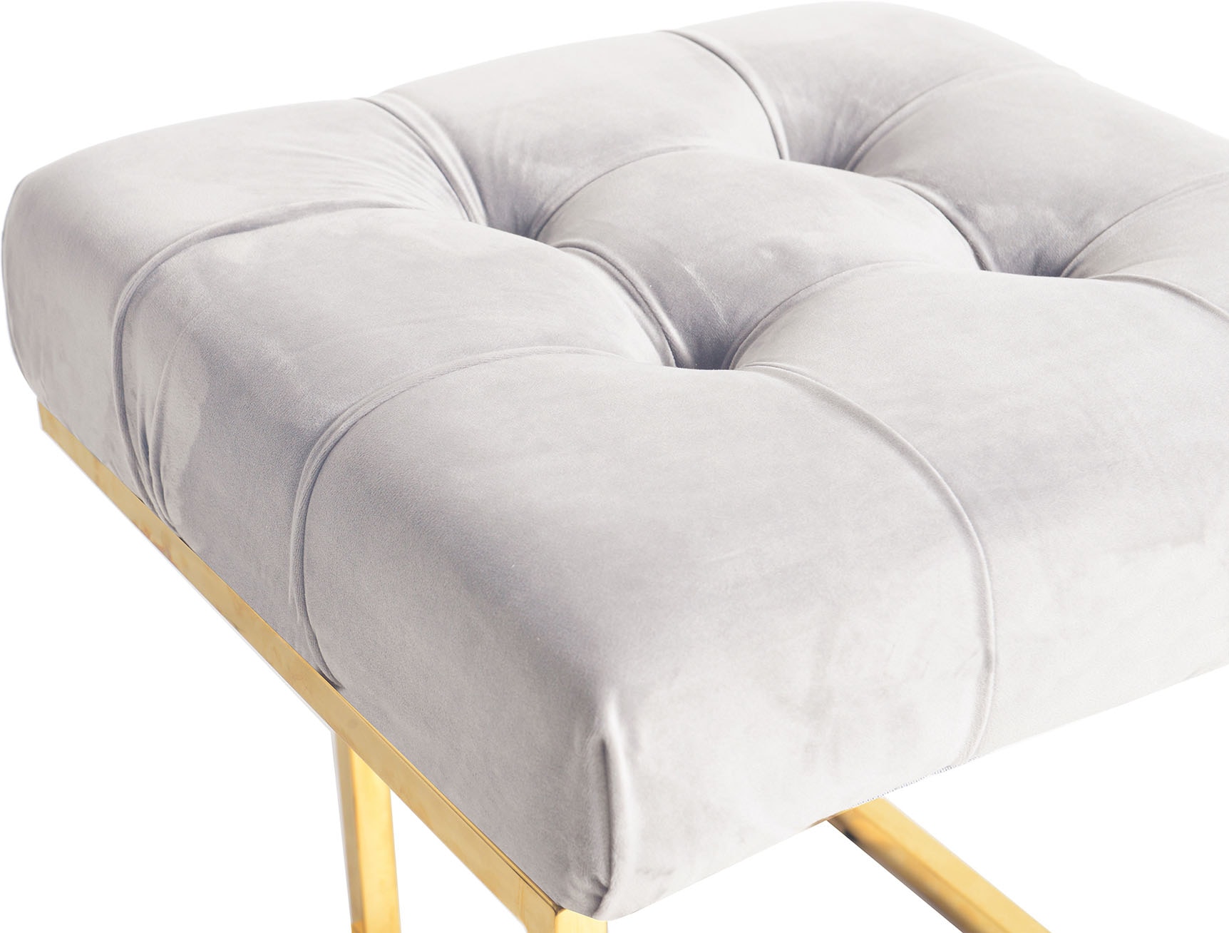 Kayoom Tabouret rembourré »Hocker Rarity 125, Edler Touch durch goldenes Gestell« 1 cuis tlg. carré, doux comme du velours, matelassé, avec boutons décoratifs, structure en acier inoxydable