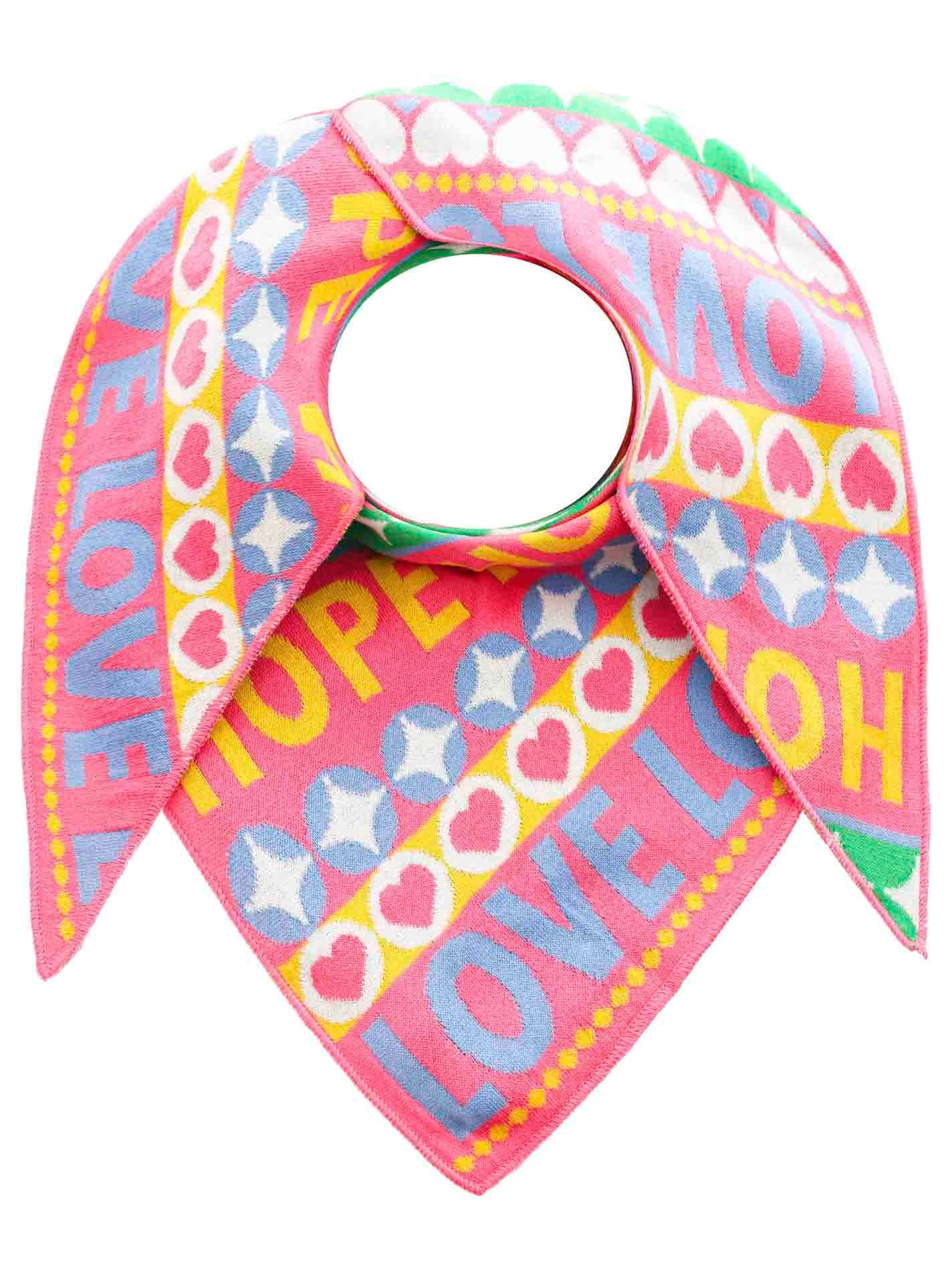 Zwillingsherz Foulard triangulaire »"Jahrmarkt"« Schriftzug, farbenfroh, wärmend, Strick