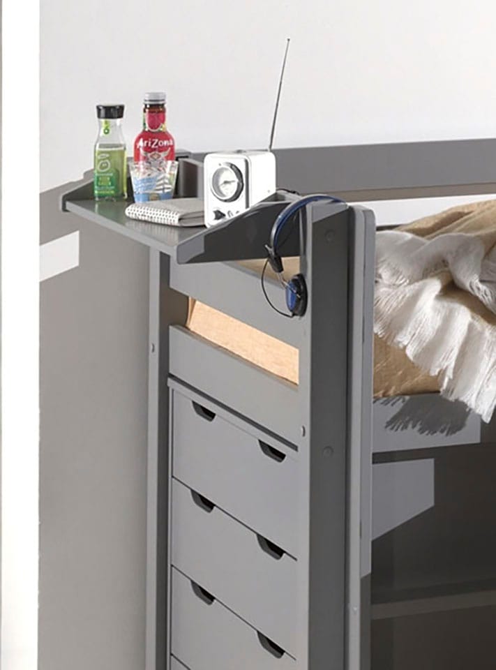 Vipack Kinderregal »Pino, mit 2 Metallhaken, zum Anhängen am Bett« B/H/T ca. 79,2x9,3x21,2cm, Kiefer massiv, universell einsetzbar,  eine praktische Ergänzung zum Bett, 3 Farben