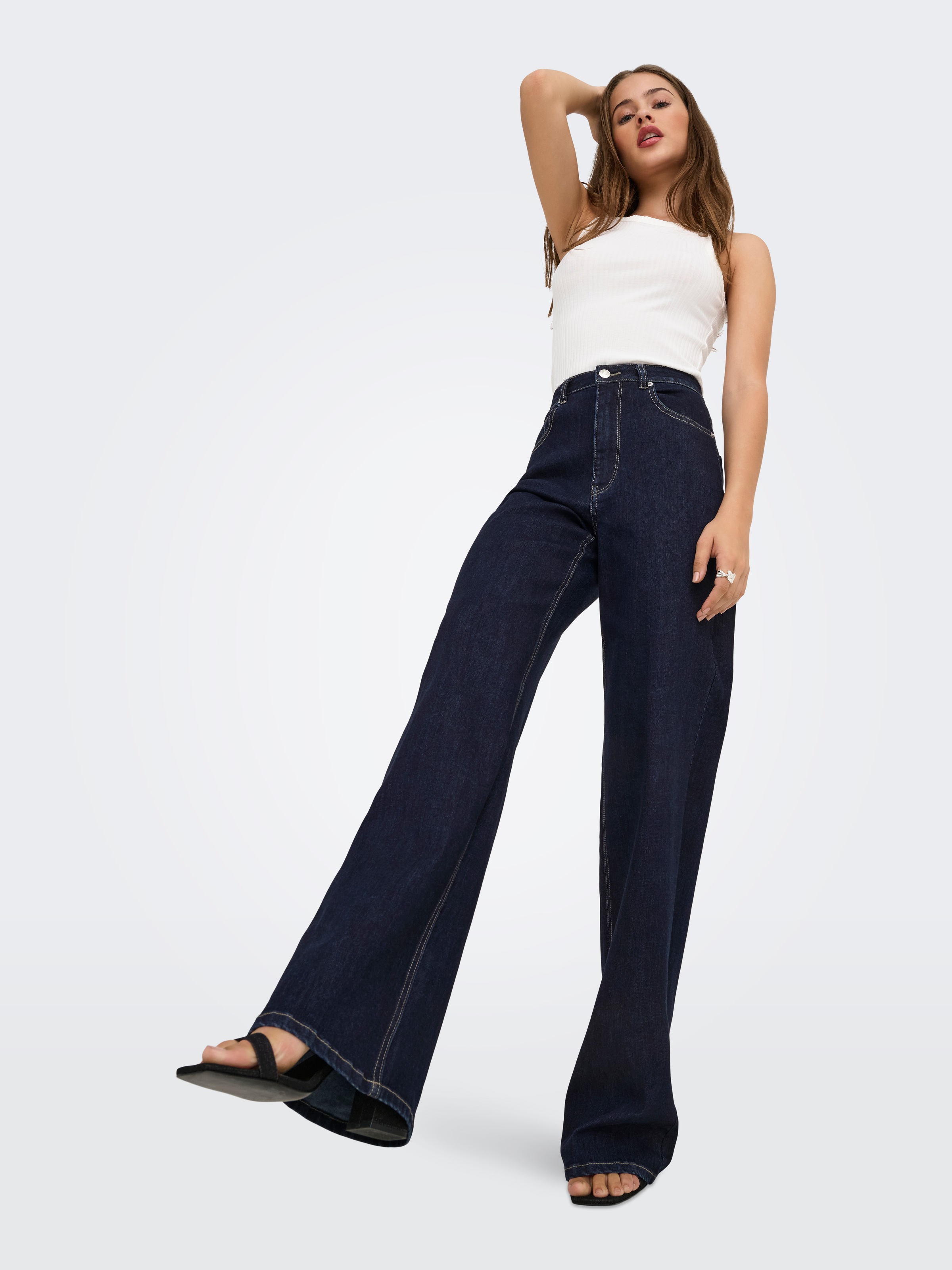 ONLY Jeans taille haute »ONLJUICY-WAUW HW WIDE DNM GUA334 NOOS« mélange de matières, taille haute, coupe large
