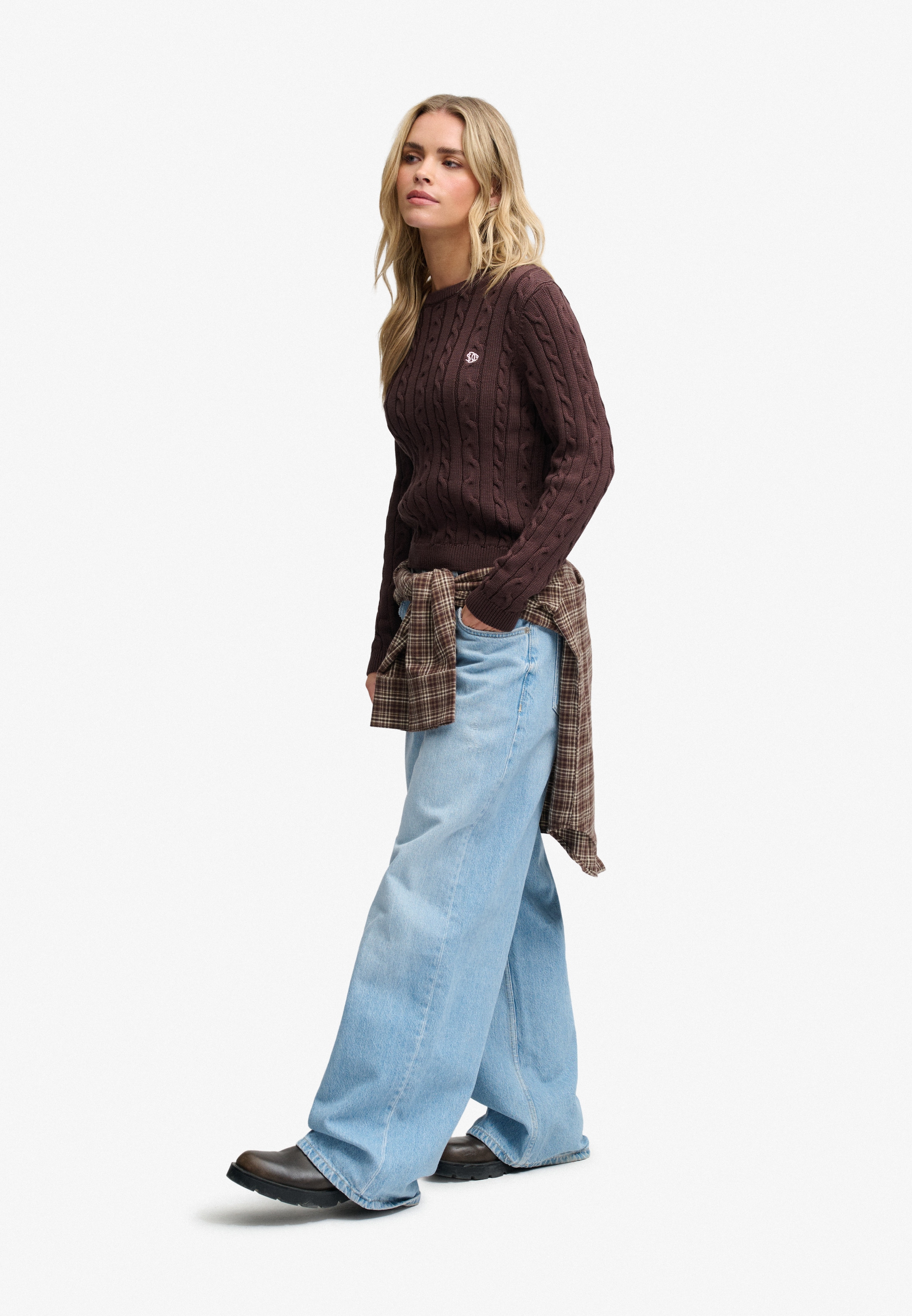 Superdry Pull en tricot »ESSENTIALS SD&CO CABLE JUMPER« fibre synthétique, coupe décontractée