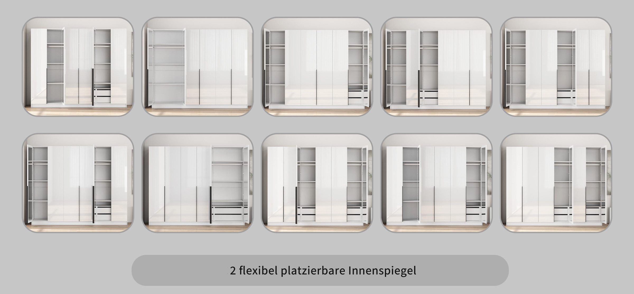 GOODproduct Kleiderschrank »Annor Schlafzimmerschrank Breite 242cm hochglanz Schrank Garderobe« Drehtürenschrank mit perfekter Innenausstattung - elegante Türgriffe