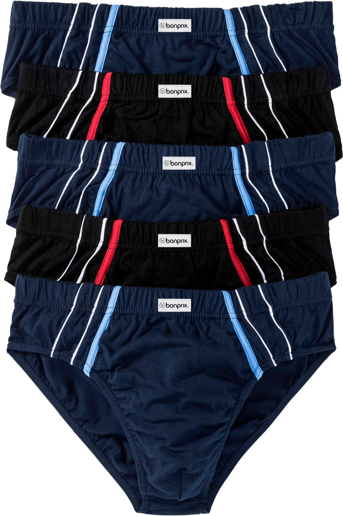 bonprix Maxislip Packung, 5 Stk. klassisch geschnittene Passform, sportive Optik, aus Baumwolle