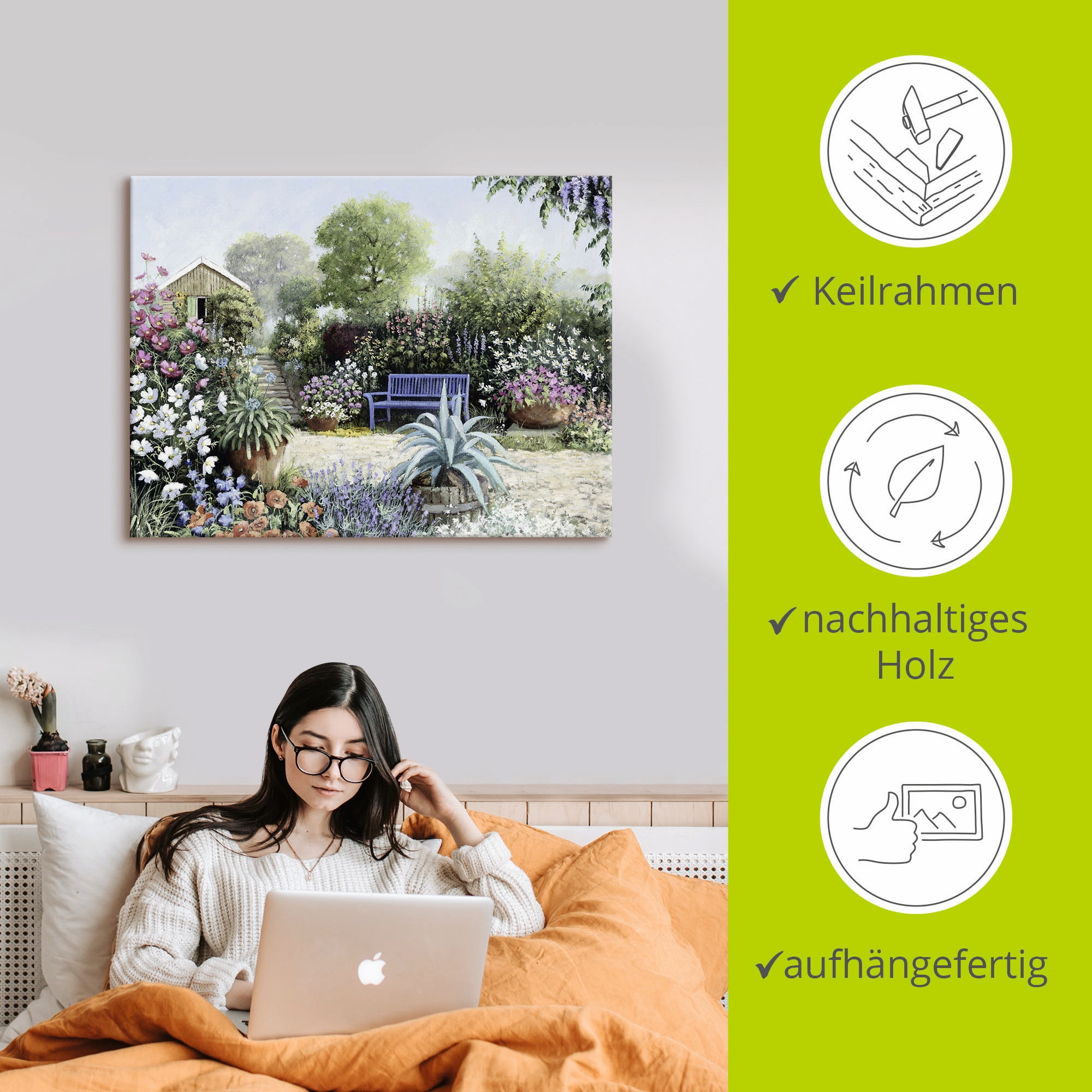 Artland Leinwandbild »Ruhiger Garten« Garten 1 Stk. tlg. auf Holzrahmen gespannt