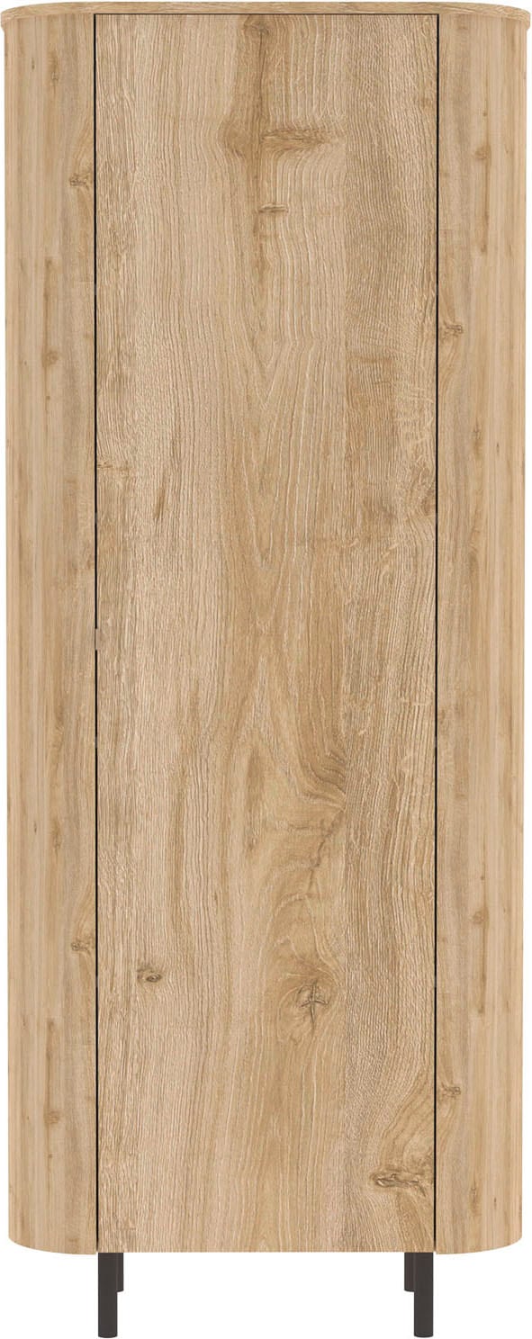 Home affaire Hochschrank »Murano, Stauraumschrank H 200 cm, B 80 cm, 1 Tür, Mehrzweckschrank« Formgebogenes MDF, Stirnseiten mit Rundung, Füsse und Griffe aus Metall