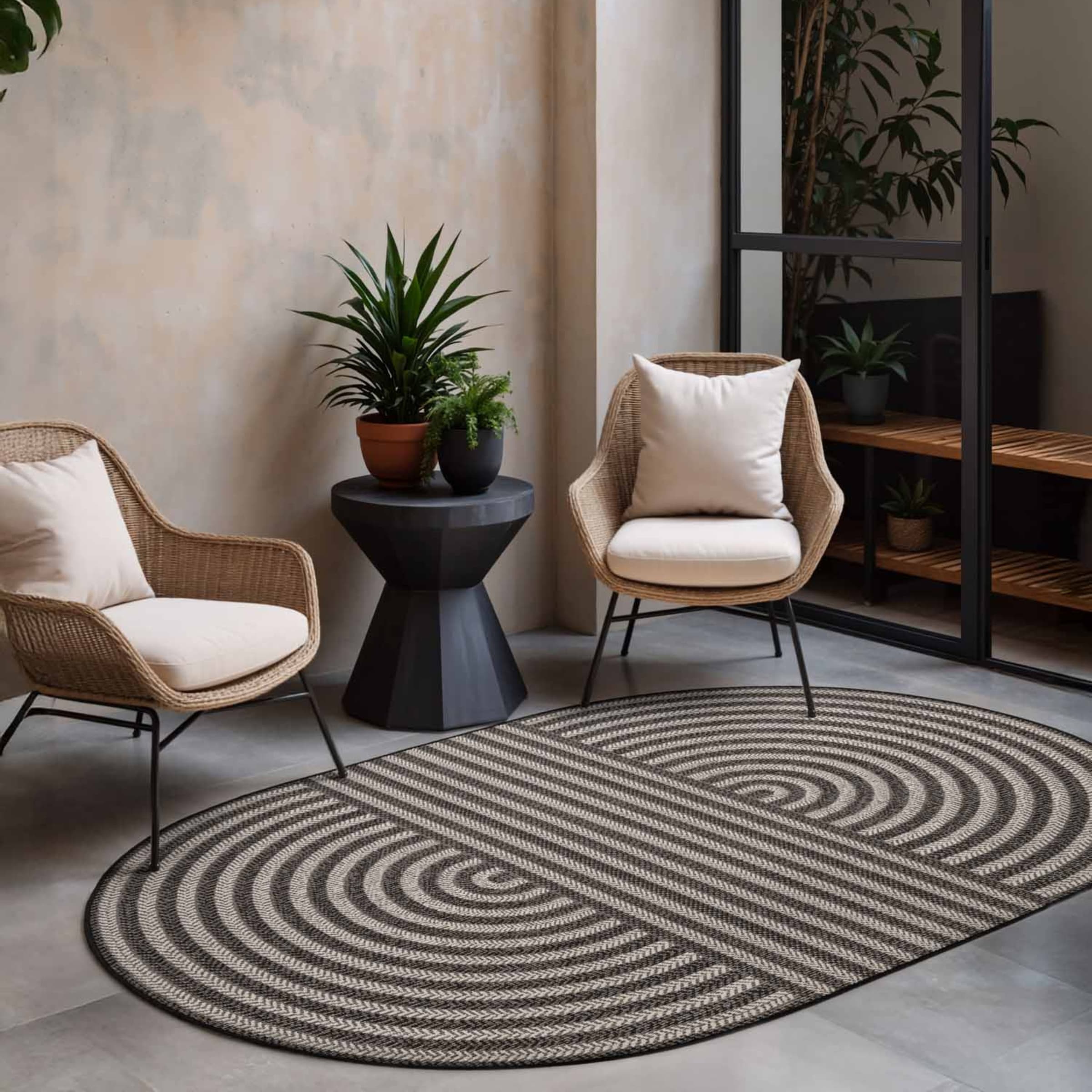 Ted Baker Teppich »Woodfield , Wendeteppich« oval 8 mm Höhe Designteppich, Wetterfest, Pflegeleicht, Modern, Wohnzimmer, Terrasse