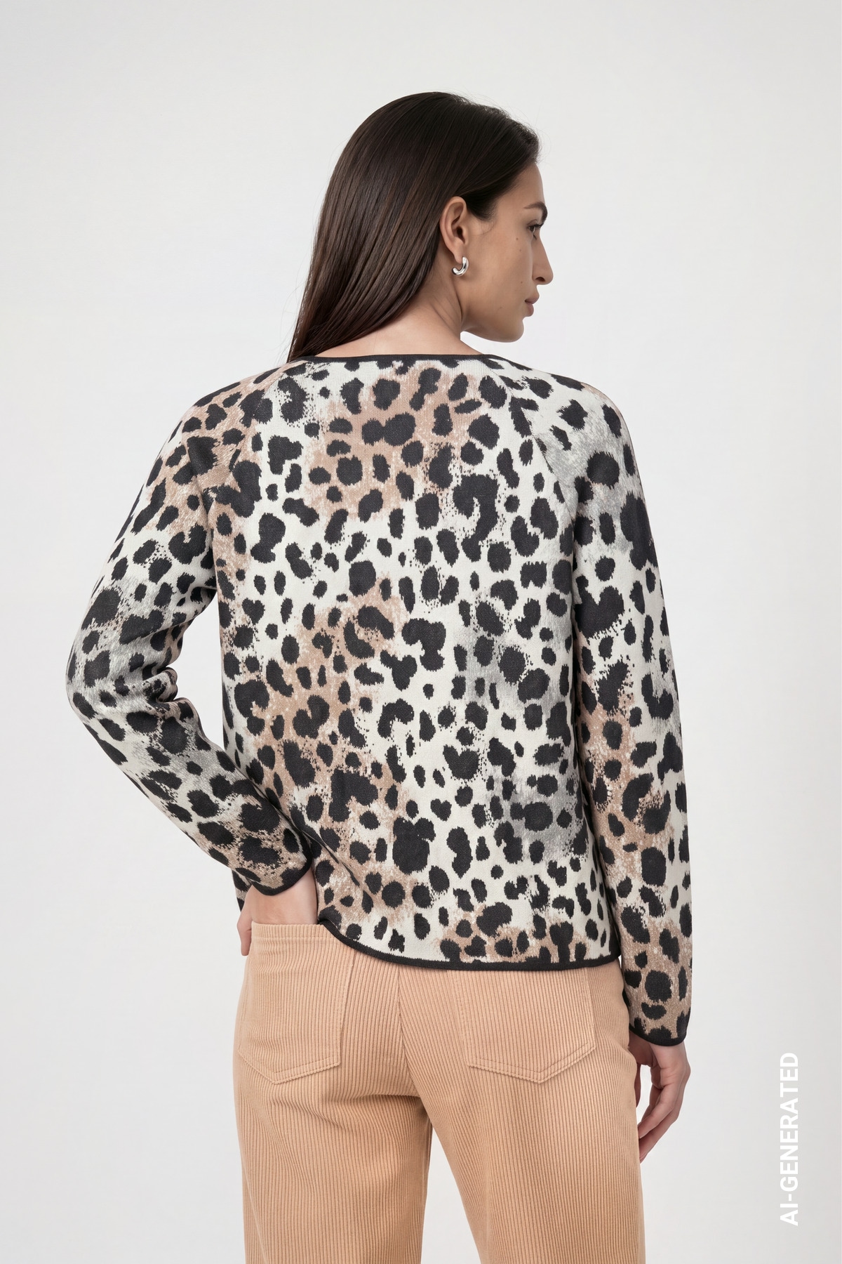 Monari Rundhalspullover »Pullover Leojacquard« Regular fit mit Leomuster