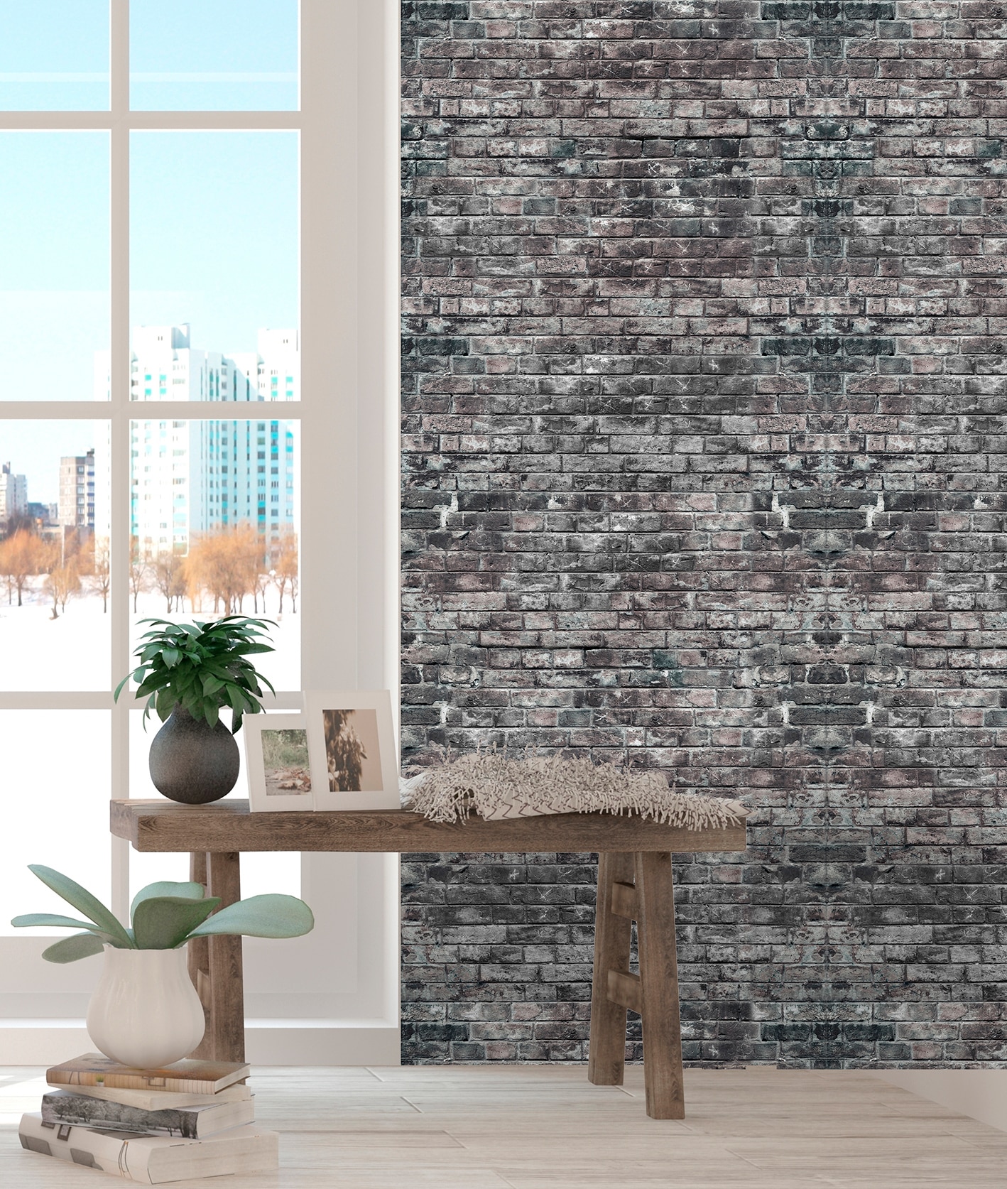 queence Vinyltapete »The Wall« Steinoptik glatt 60x250cm, selbstklebend, kinderleichte Anbringung, Sticker