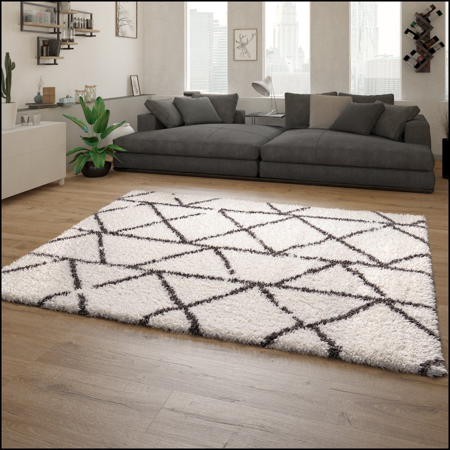 Paco Home Tapis à poils longs »Maghreb  78« Rectangulaire 44 mm Höhe modernes Design, weich und flauschig